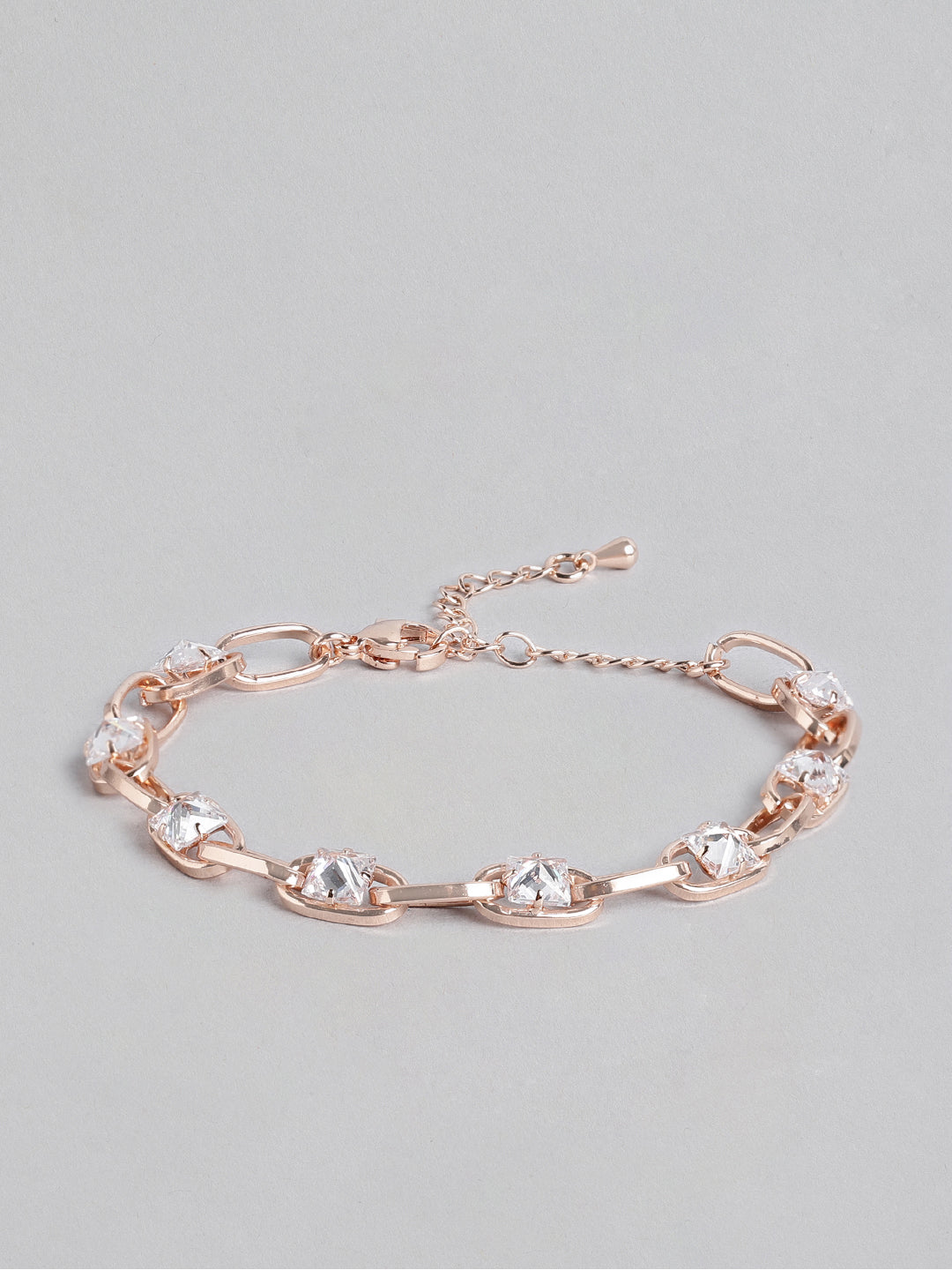 Blueberry gold plated inter lock stone chain bracelet