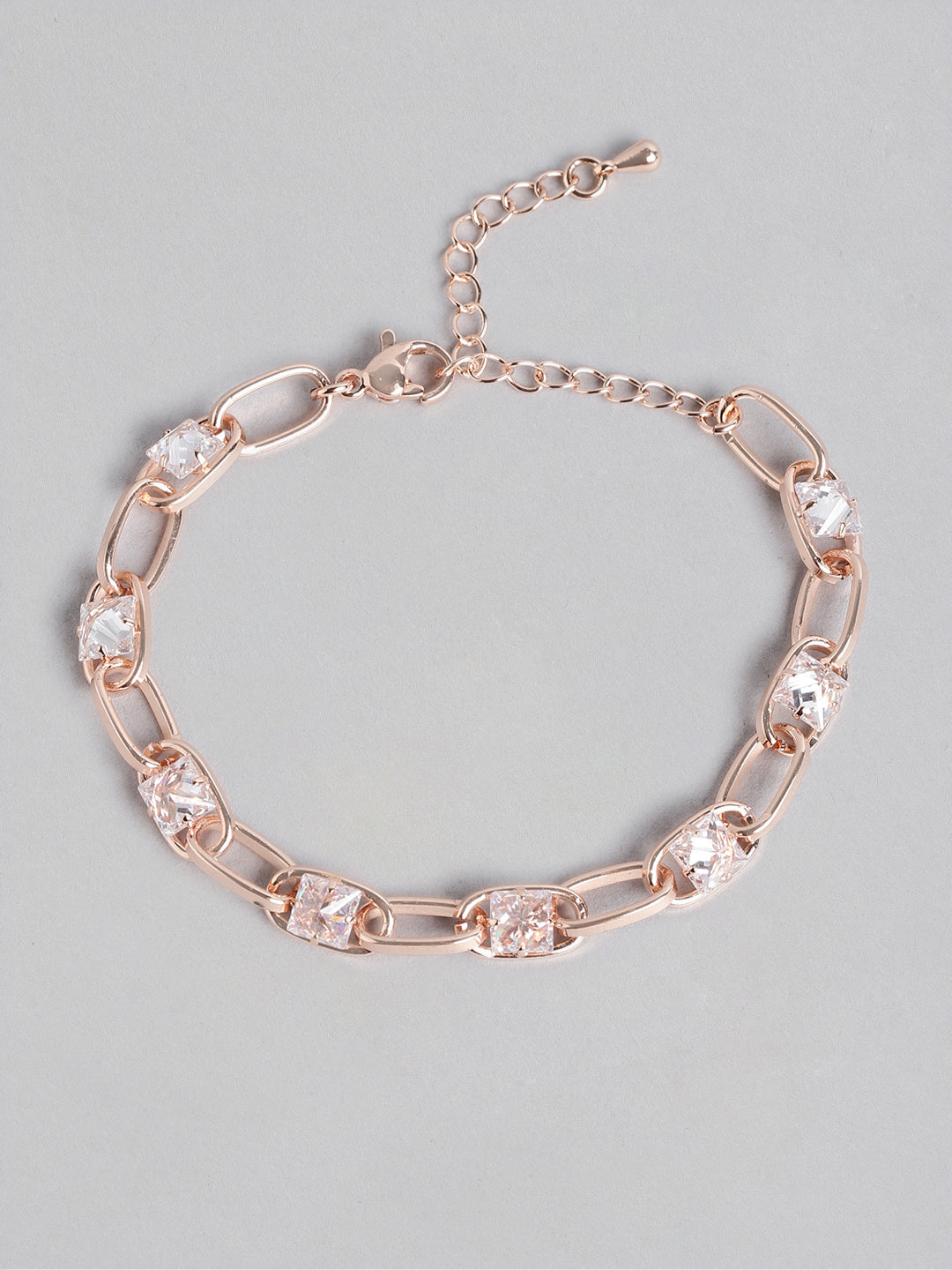 Blueberry gold plated inter lock stone chain bracelet