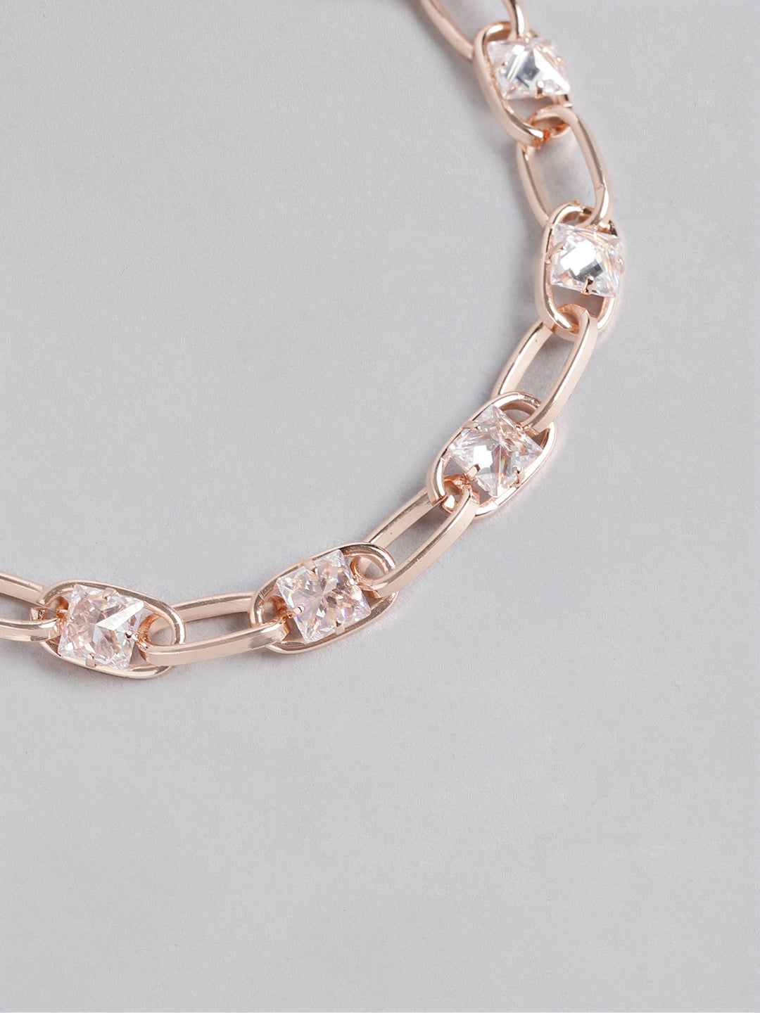 Blueberry gold plated inter lock stone chain bracelet