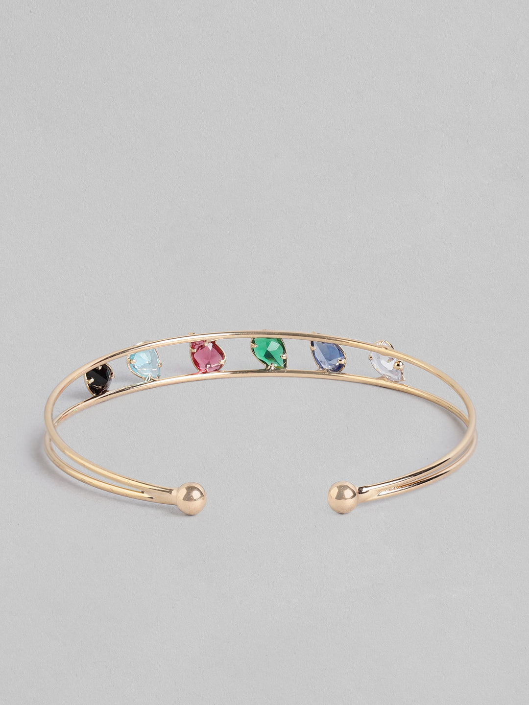 Blueberry Multi stone embellished gold plated cuff bracelet