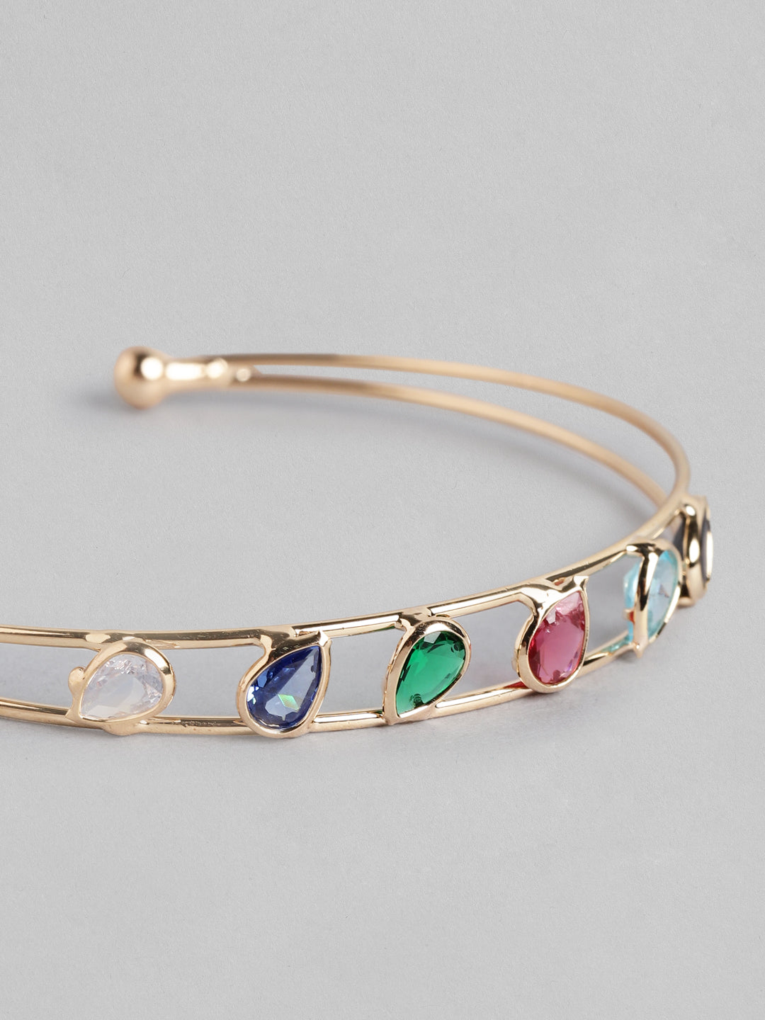 Blueberry Multi stone embellished gold plated cuff bracelet