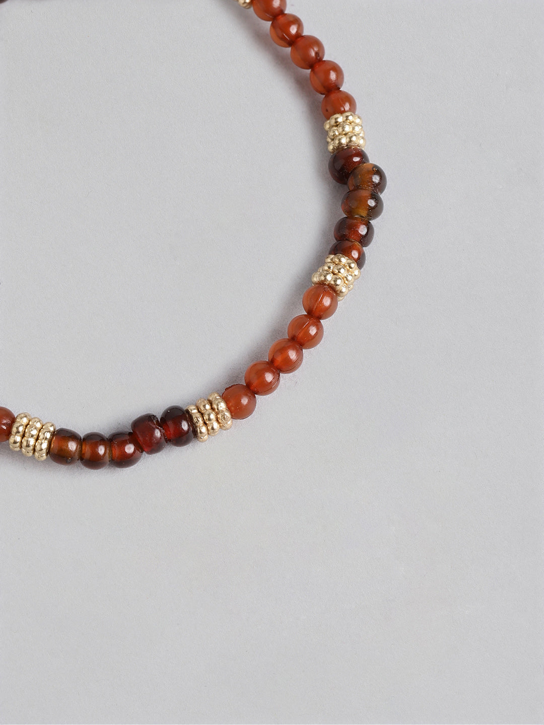 Blueberry set of 7 gold and brown beaded bracelet