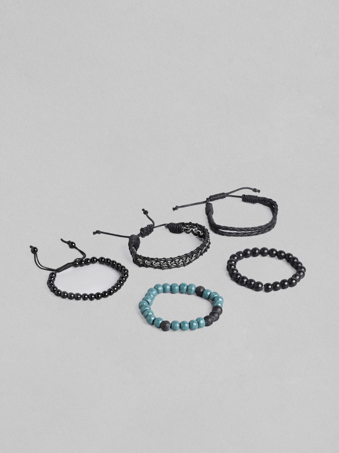Blueberry set of 5 multi beaded and chain bracelet