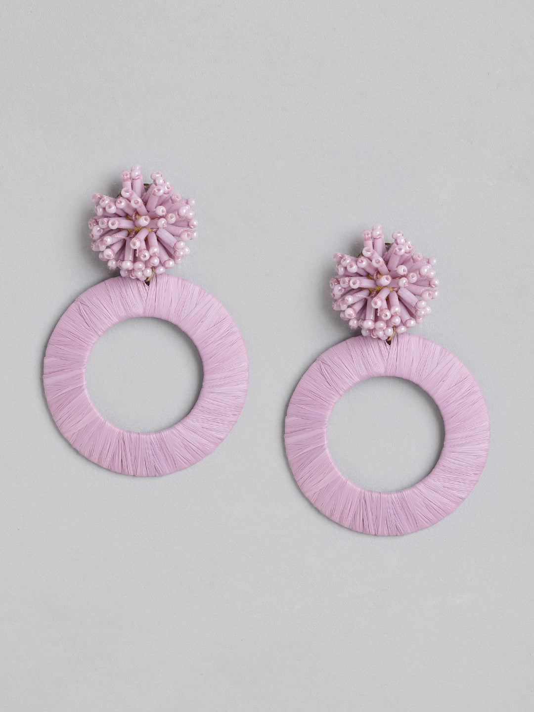 Blueberry Lavender beaded and rafia drop earring
