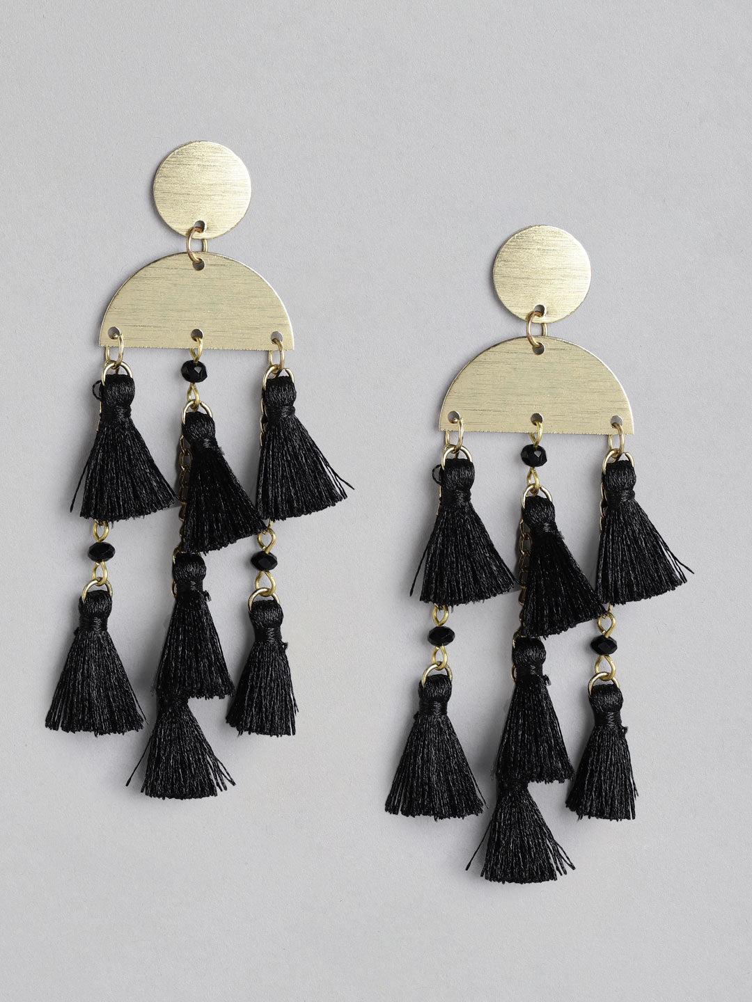 Blueberry black tassel detailing drop earring