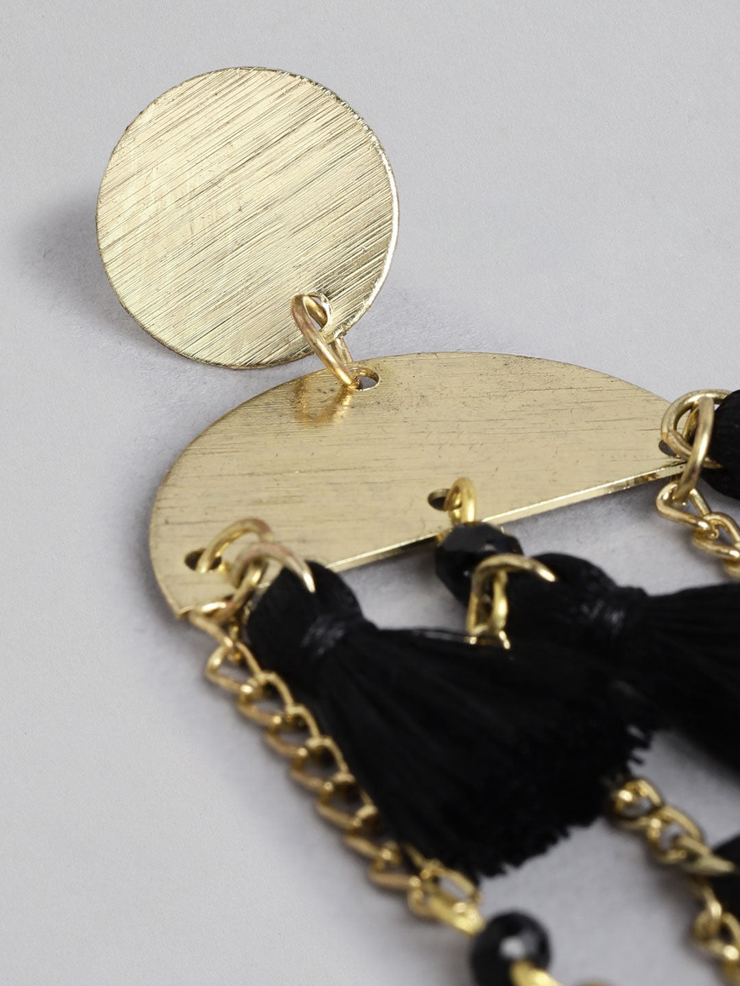 Blueberry black tassel detailing drop earring