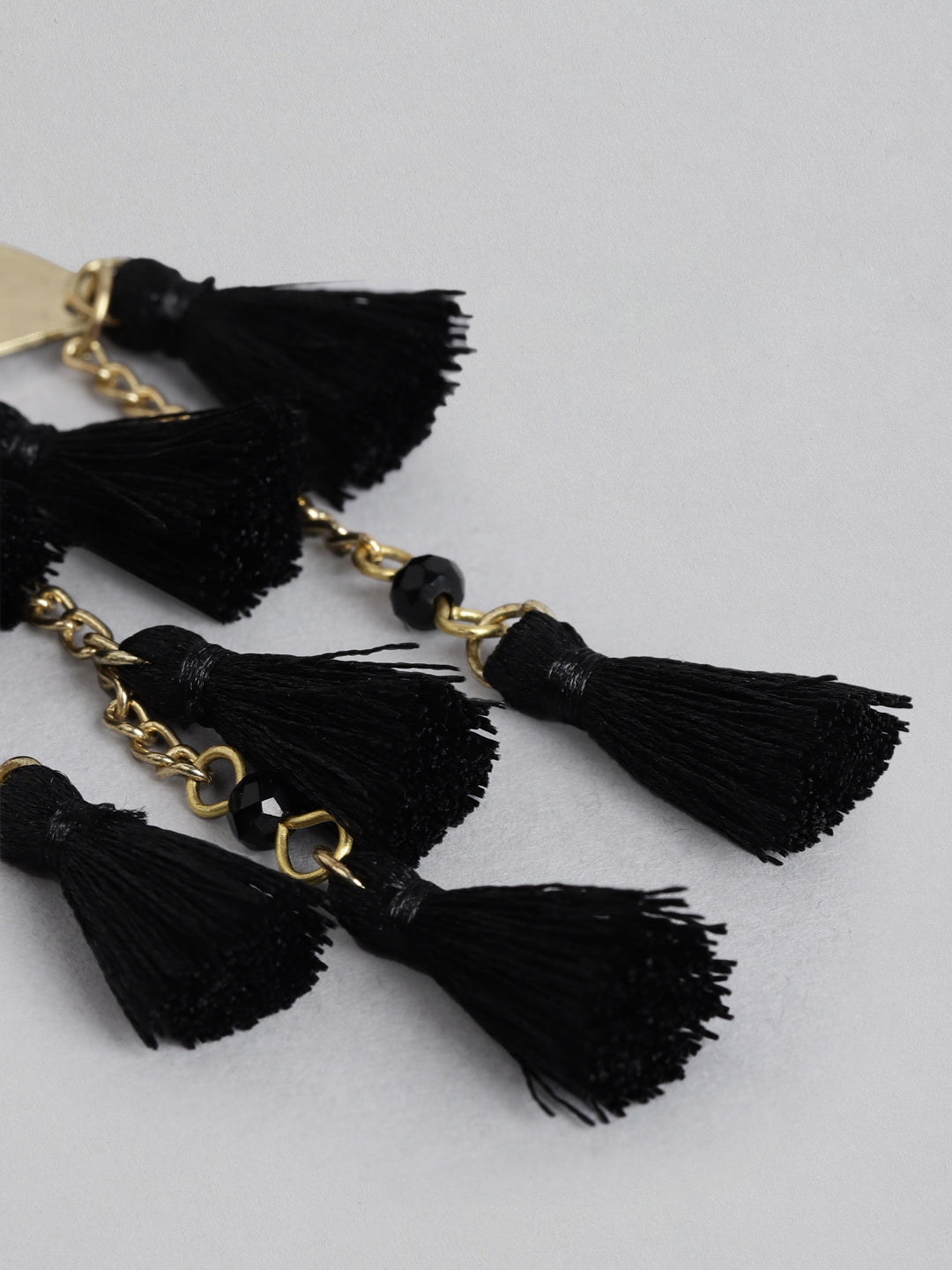 Blueberry black tassel detailing drop earring
