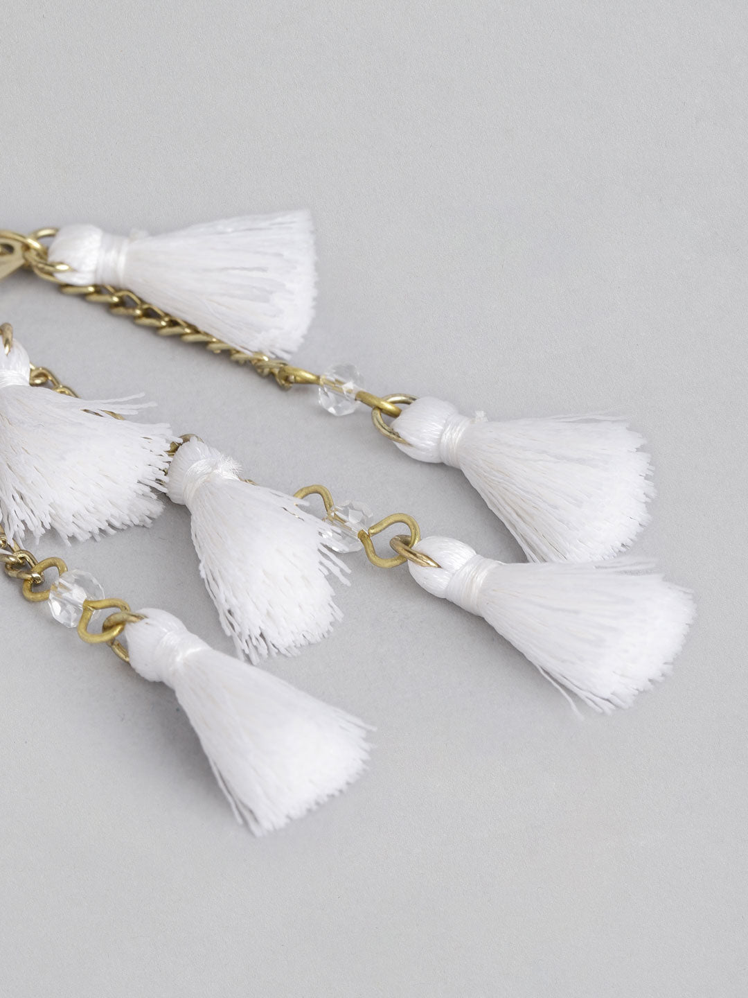 Blueberry White tassel detailing drop earring