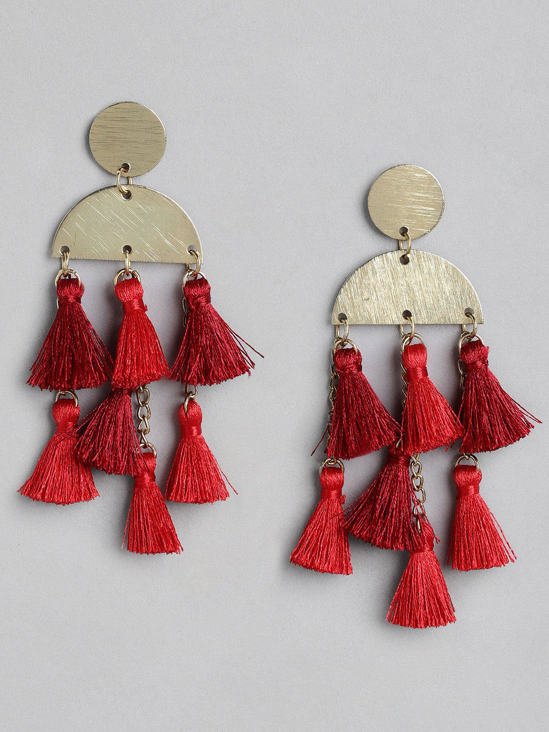 Blueberry Red tassel detailing drop earring