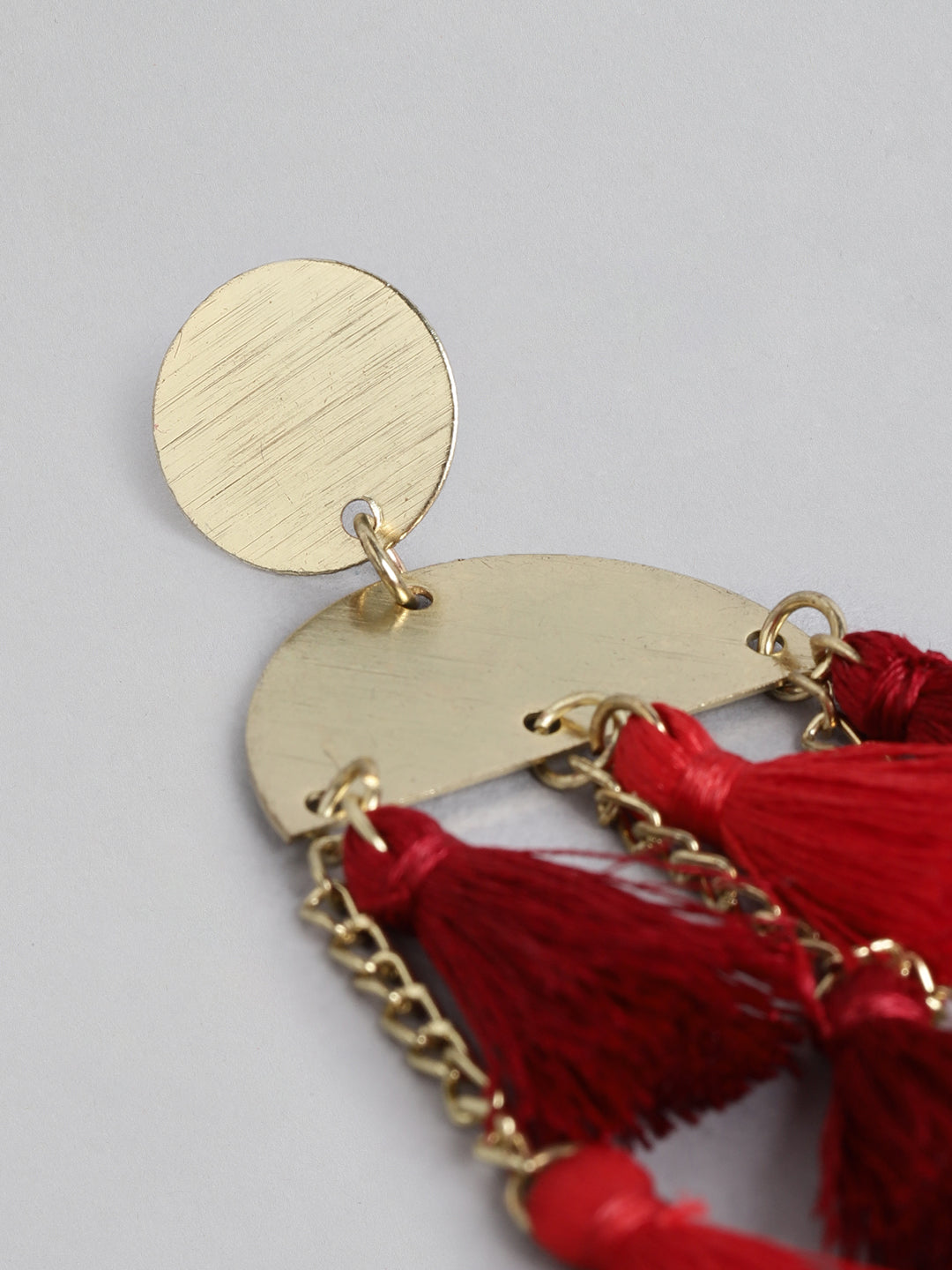 Blueberry Red tassel detailing drop earring