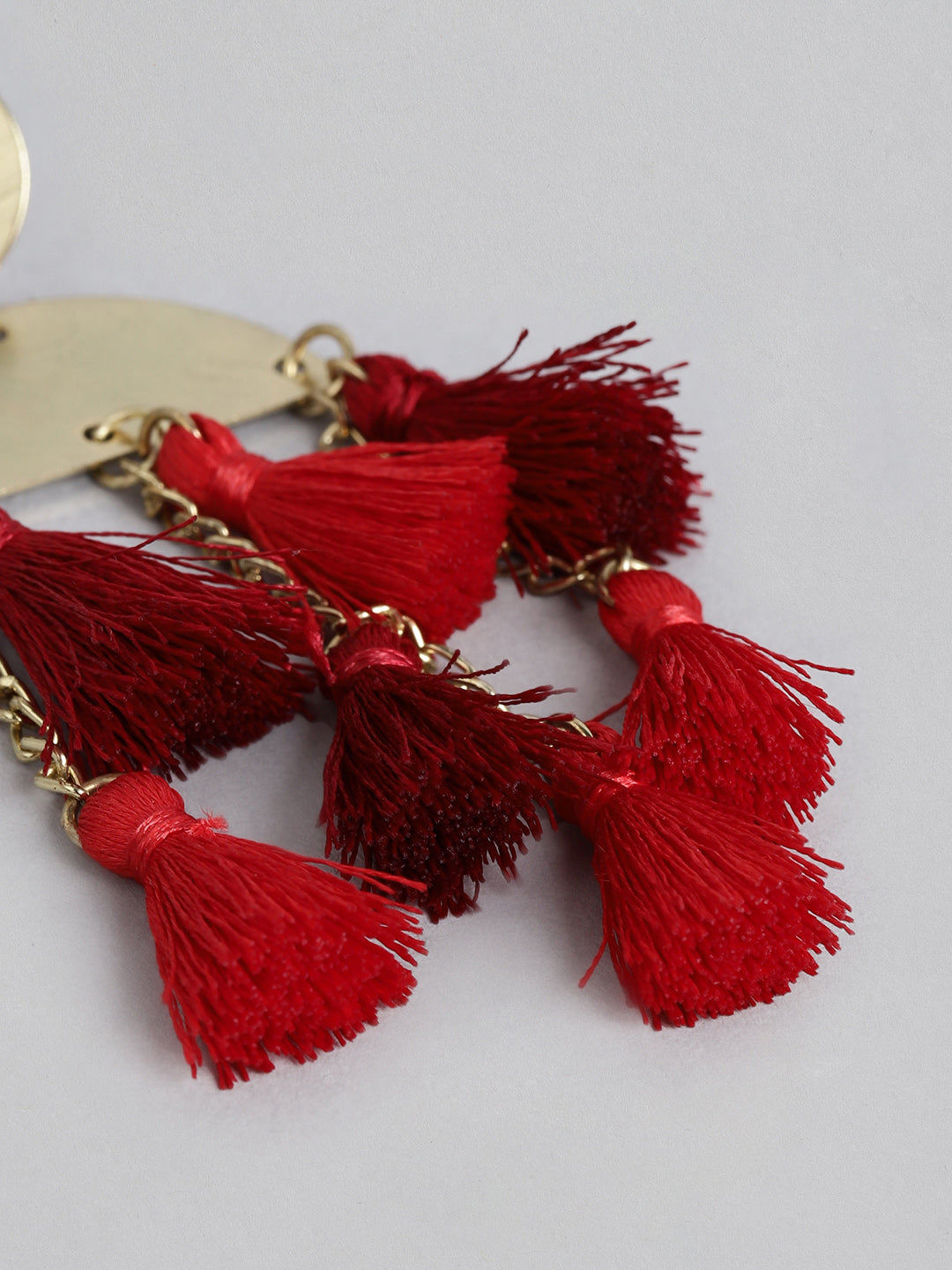 Blueberry Red tassel detailing drop earring