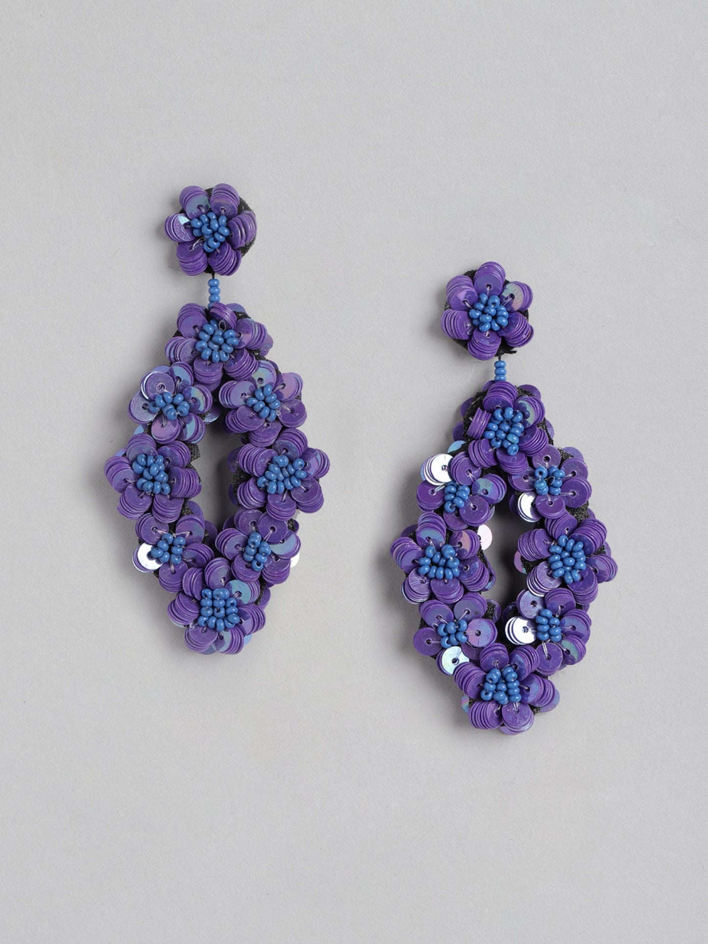 Blueberry purple squence embellished drop earring