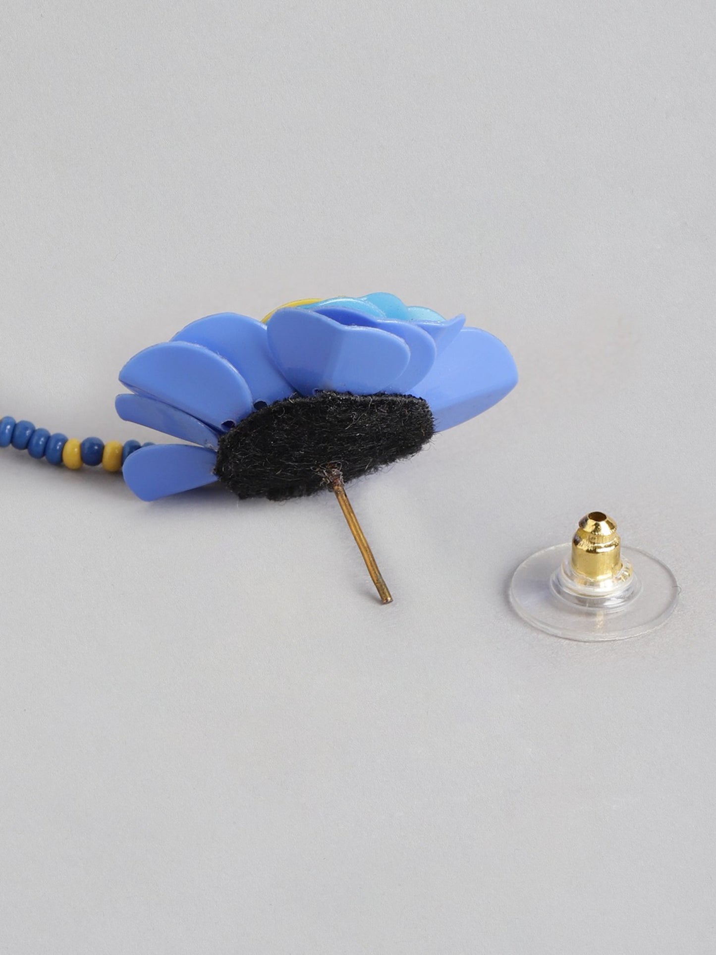 Blueberry blue and yellow sequence embellised drop earring