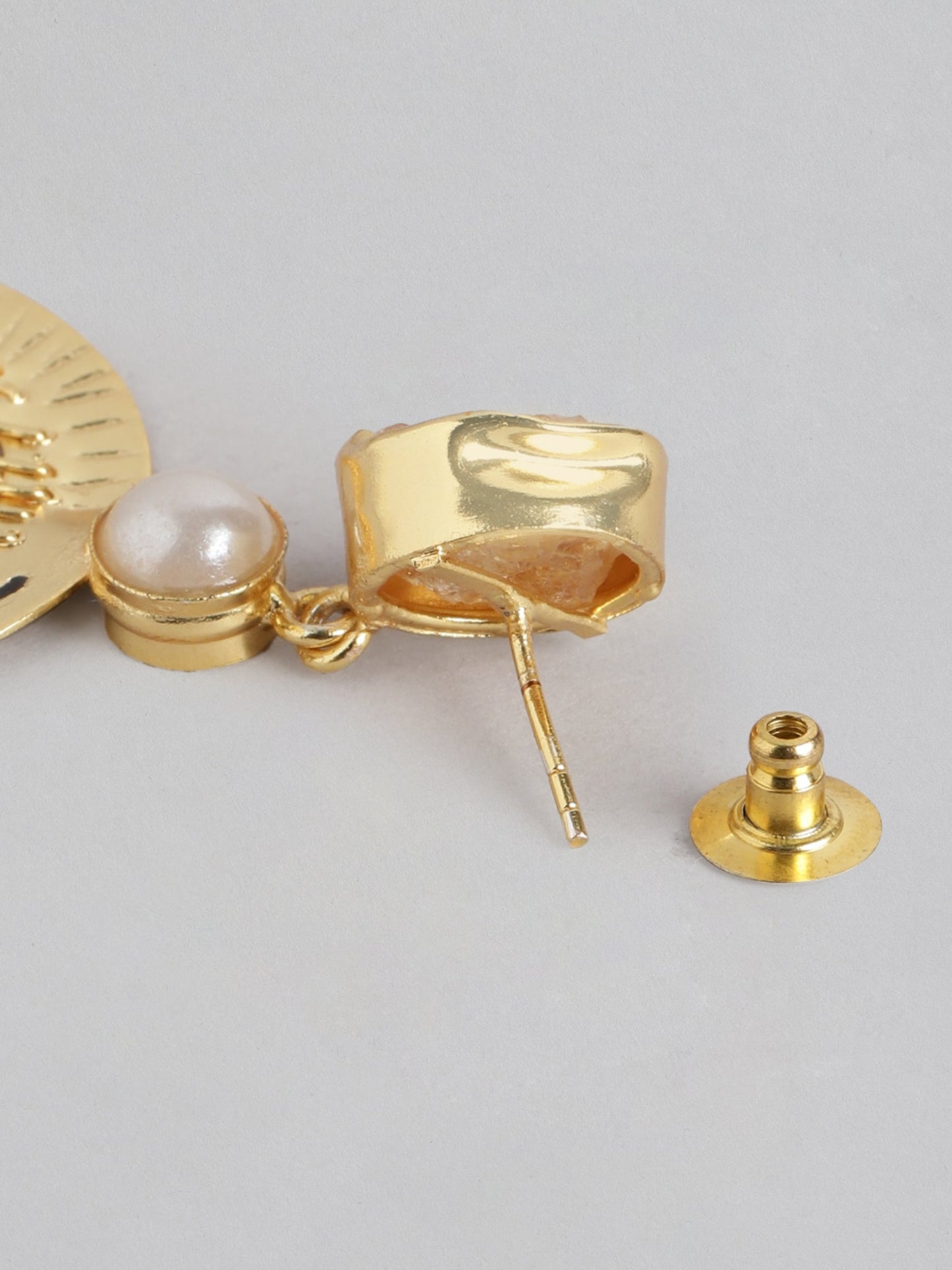 Blueberry gold plated pearl and stone embellished tassel drop earring