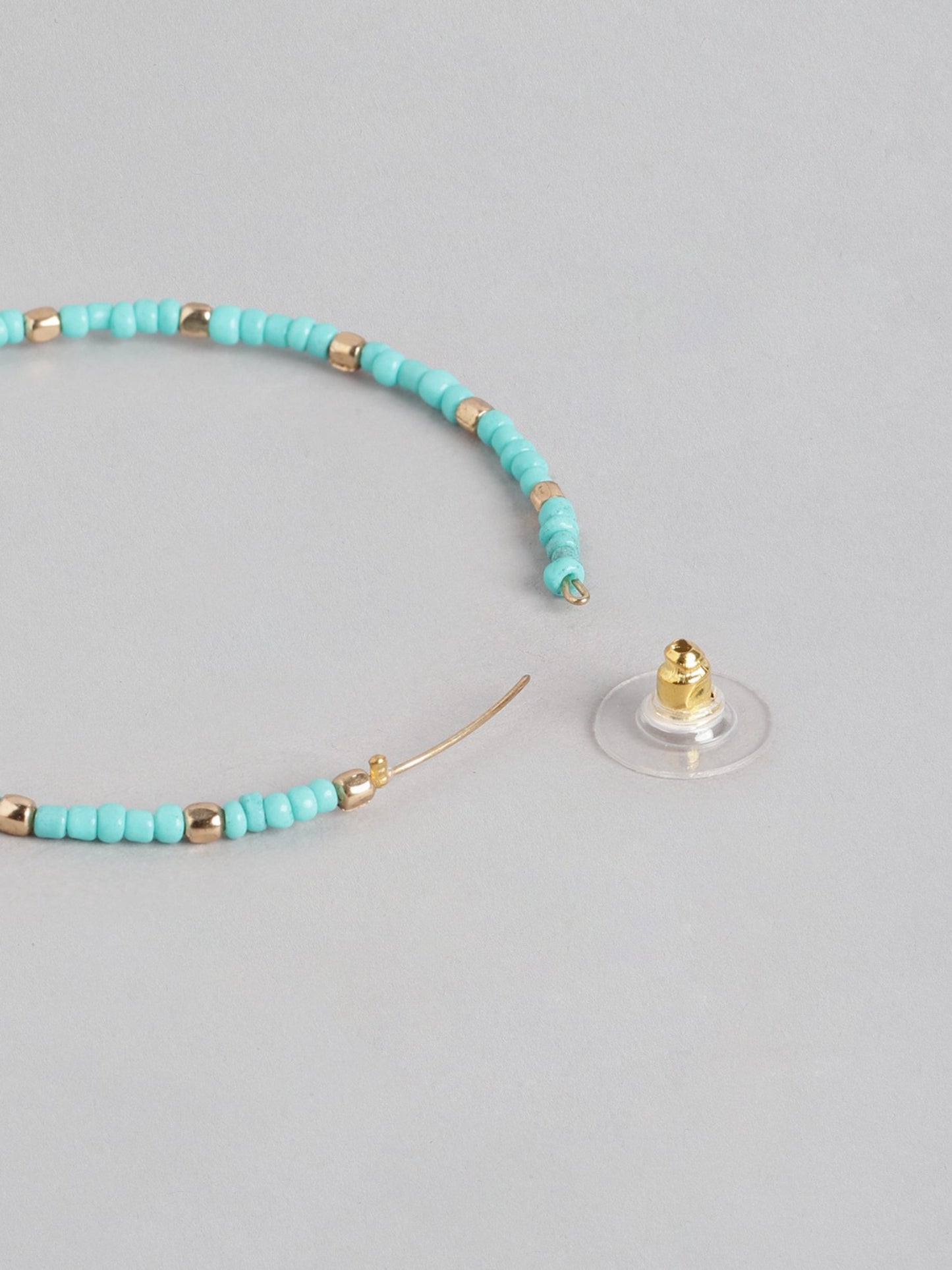 Blueberry set of 2 orange and blue beaded hoop earring