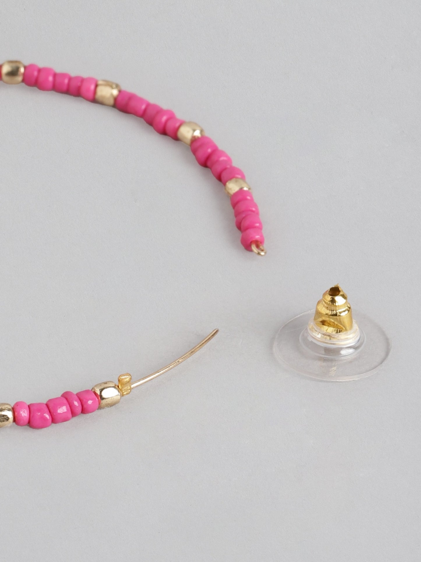 Blueberry set of 2 yellow and pink beaded hoop earring