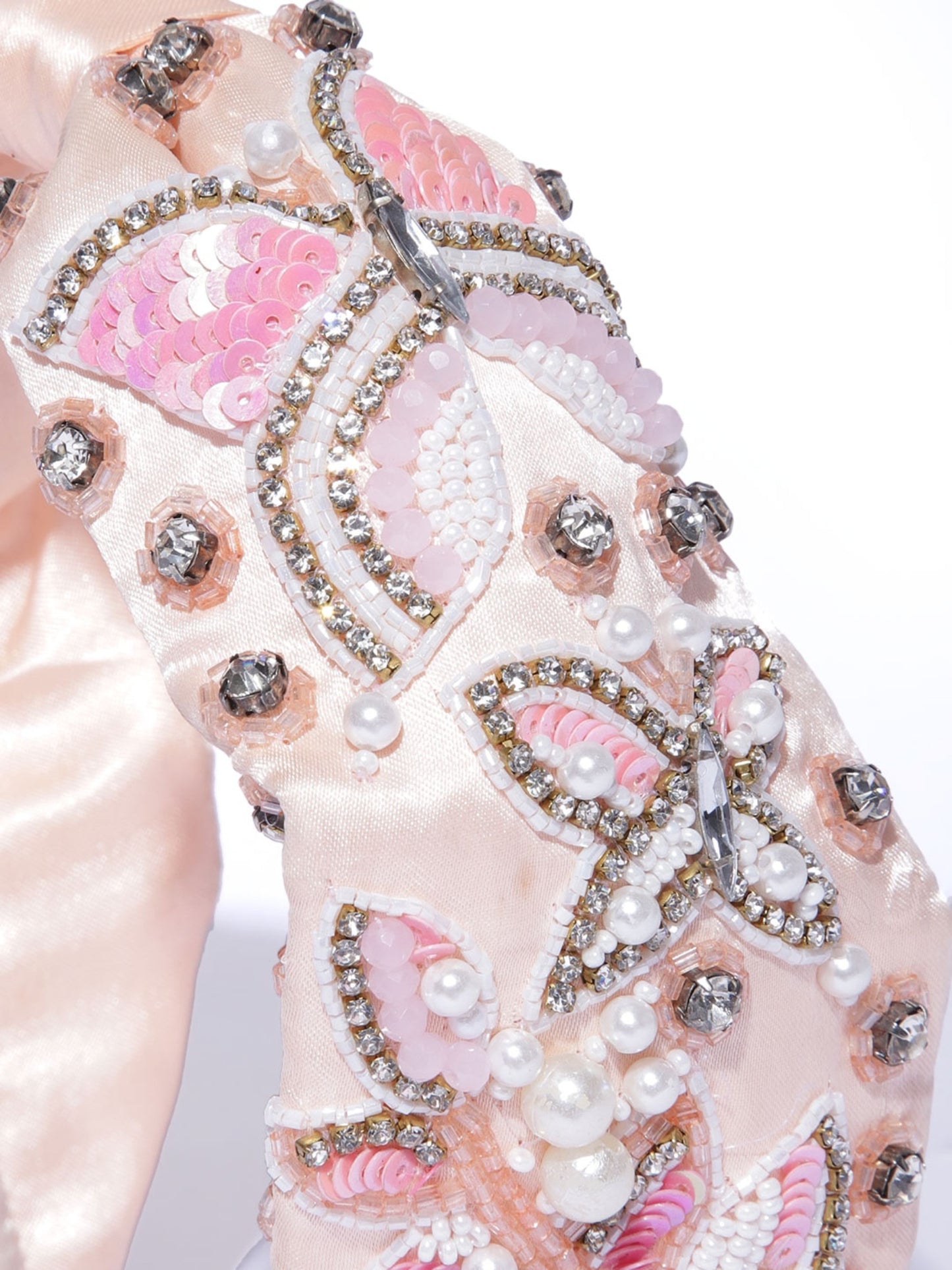Blueberry Peach pearl and beads embellised hairband