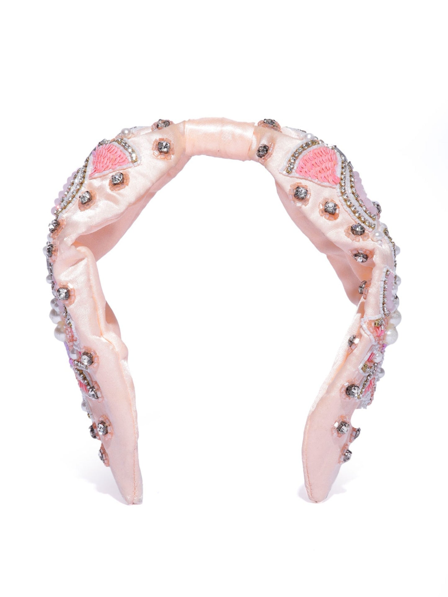 Blueberry Peach pearl and beads embellised hairband