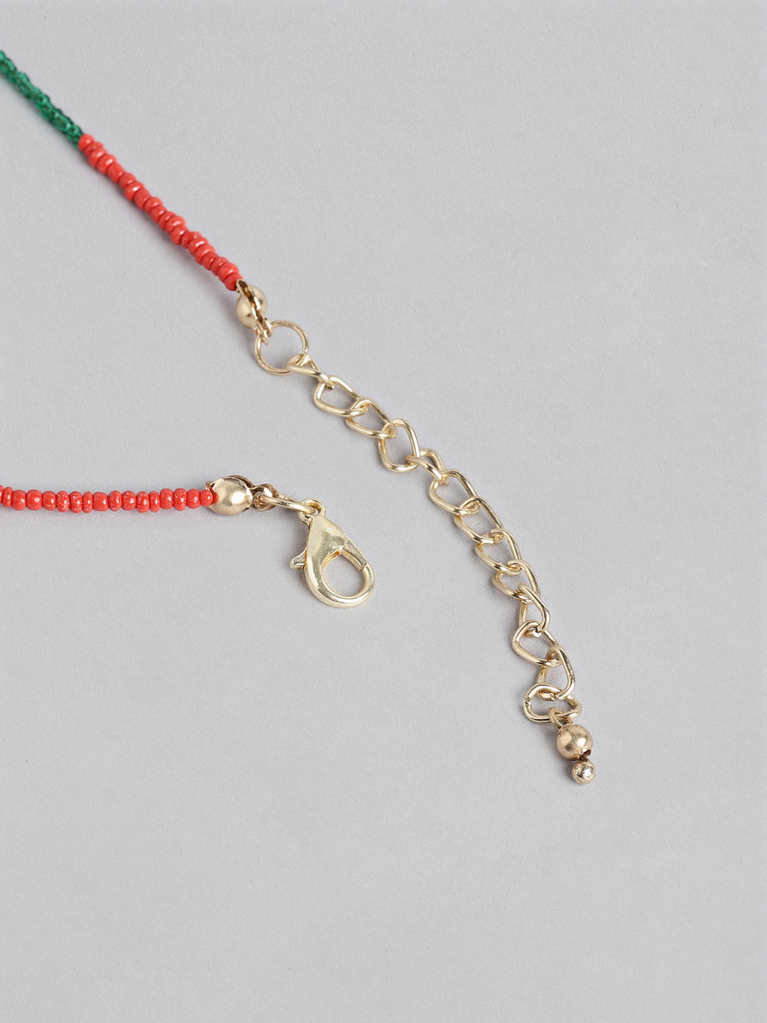 Blueberry Kids green and red beaded santa claus stick pendant detailing necklace