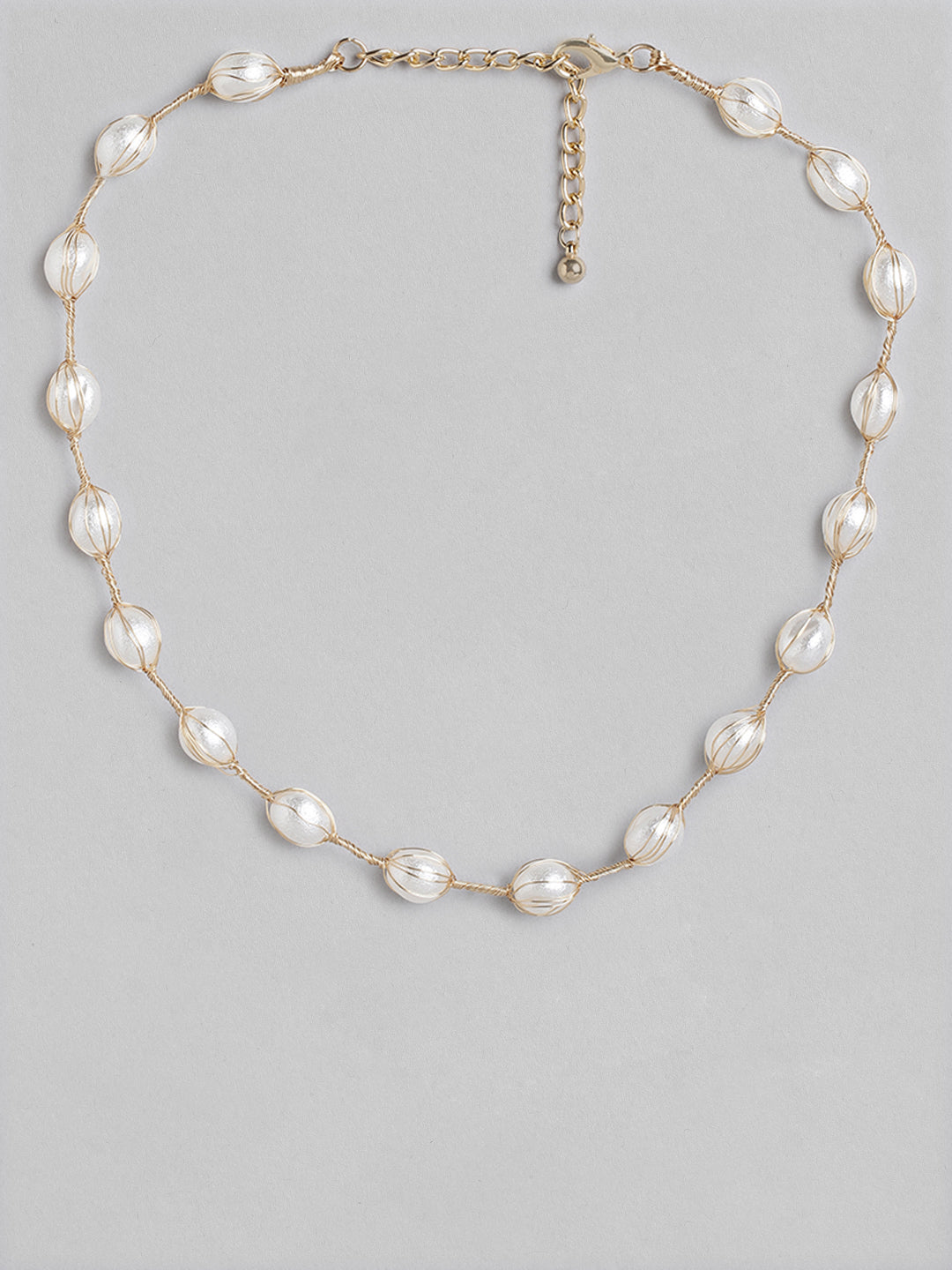 Blueberry gold plated pearl detailing necklace