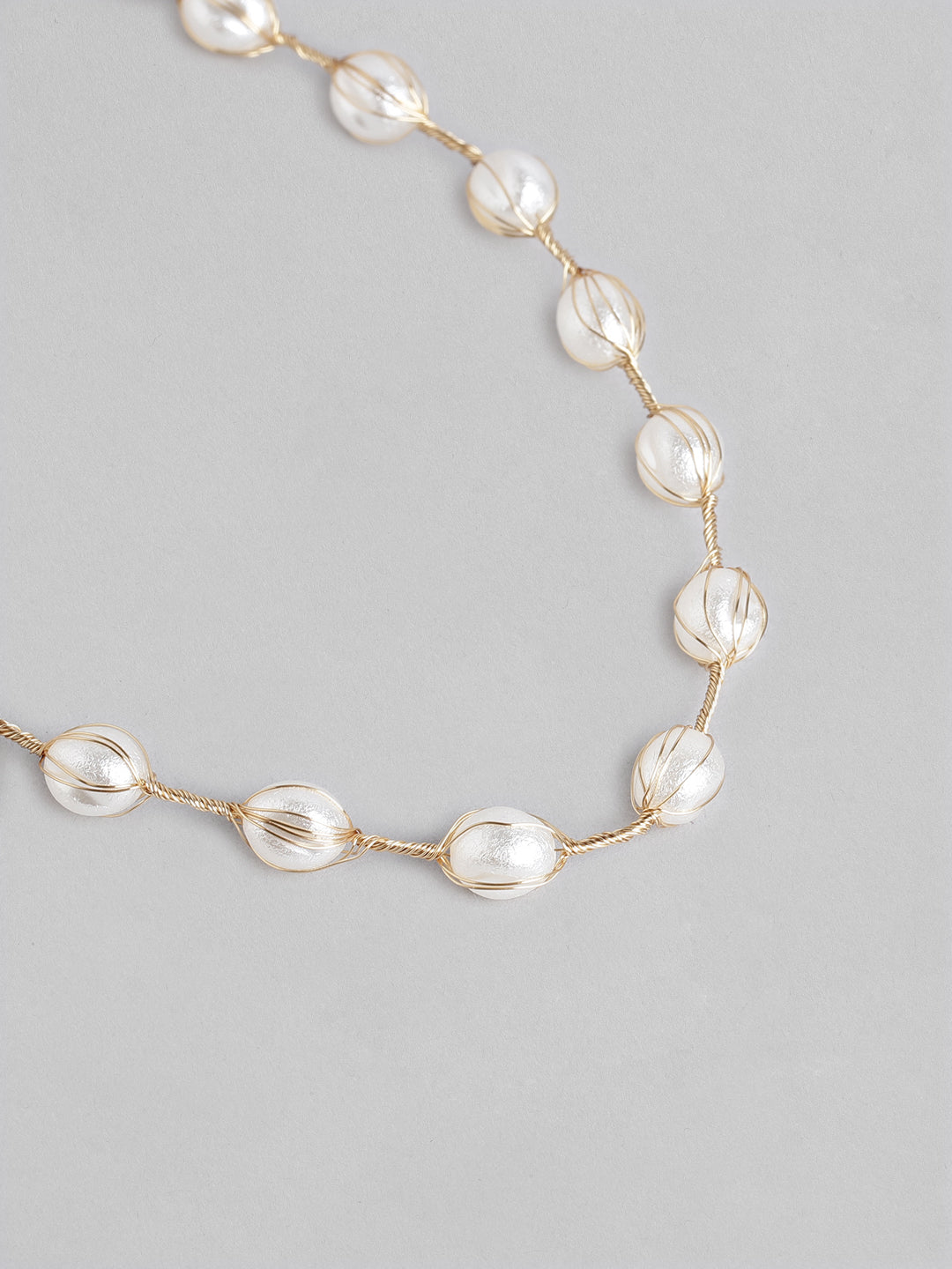 Blueberry gold plated pearl detailing necklace