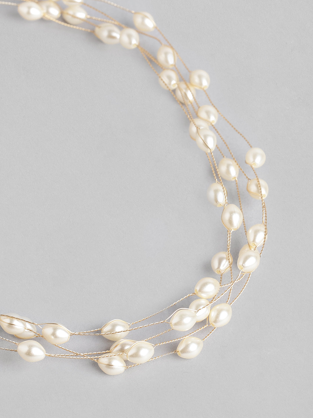 Blueberry gold plated pearl detailing necklace