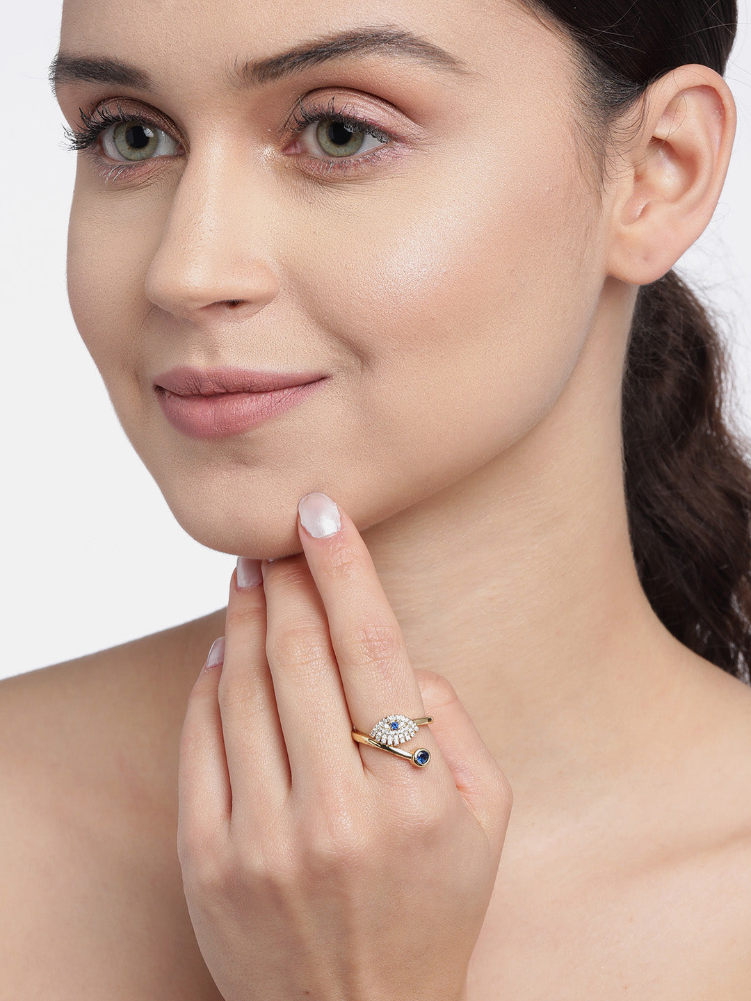 Blueberry Evil Eye gold plated ring