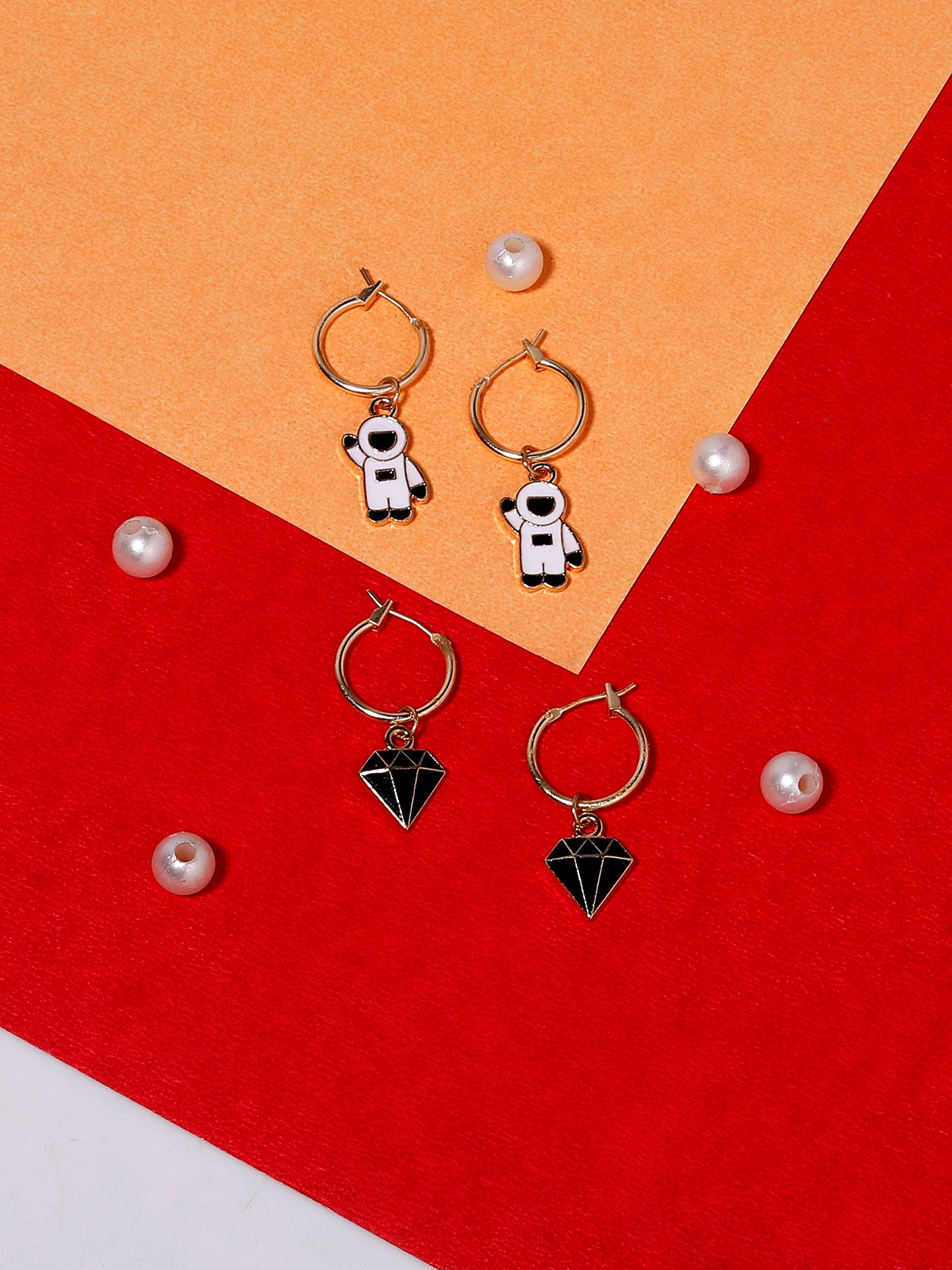 Blueberry KIDS combo gold plated diamond and astronaut earring