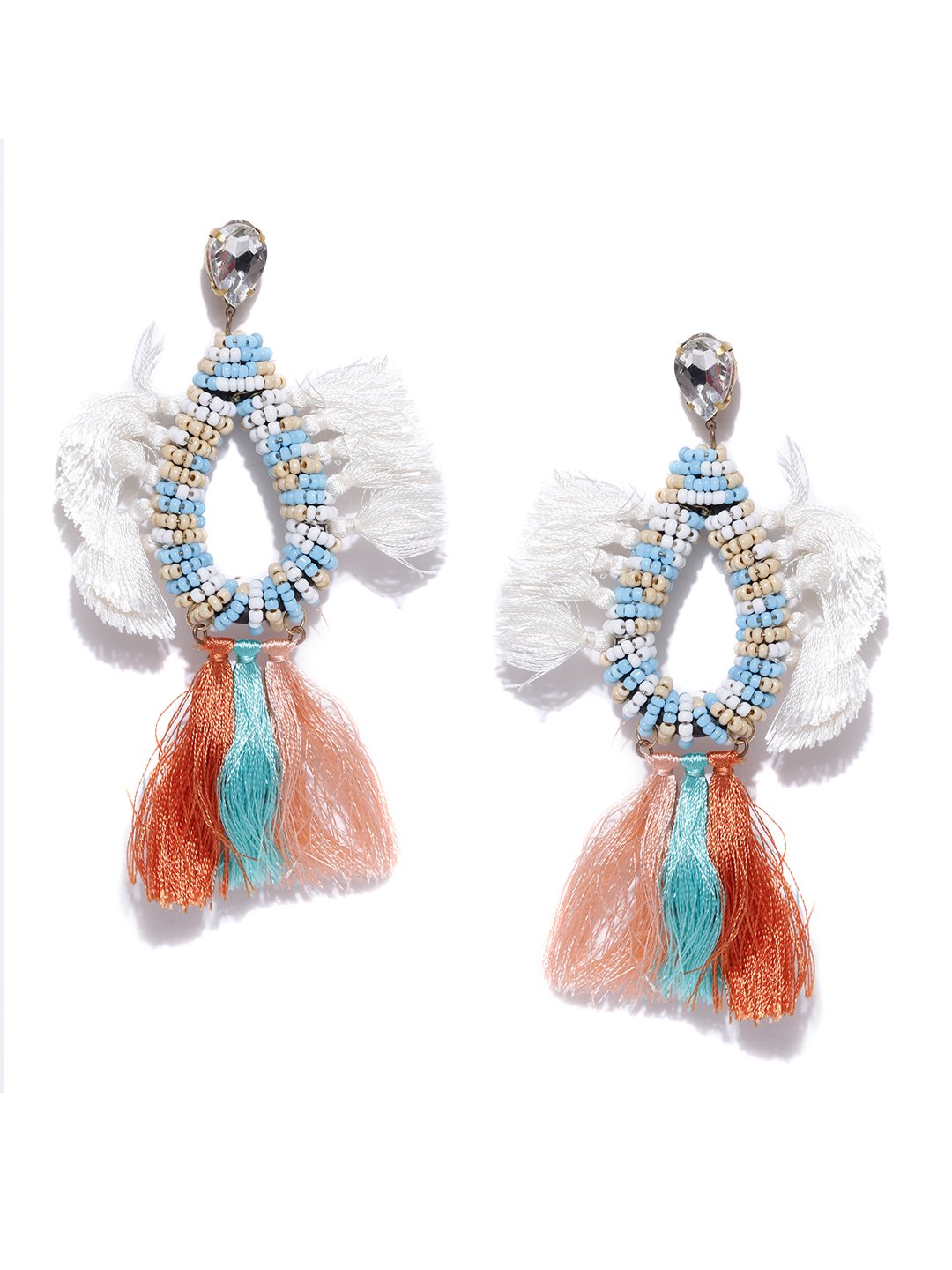 Blueberry multicoloured contemporary tasselled earrings