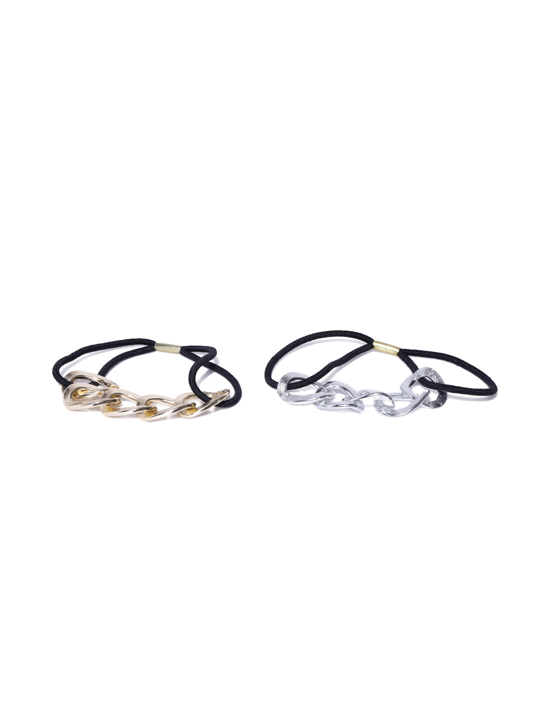 Blueberry set of 2 gold and silver pony tail holders