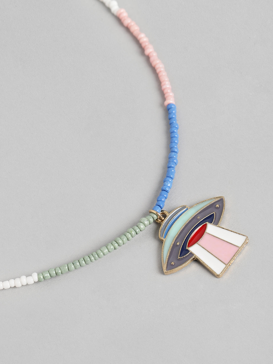 Blueberry KIDS peach and blue beaded UFO pendant necklace and bracelet combo