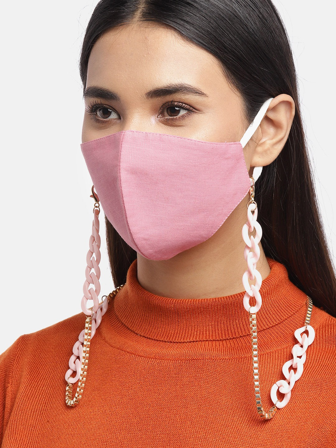 Blueberry Mauve solid 2 ply cotton reusable chain mask