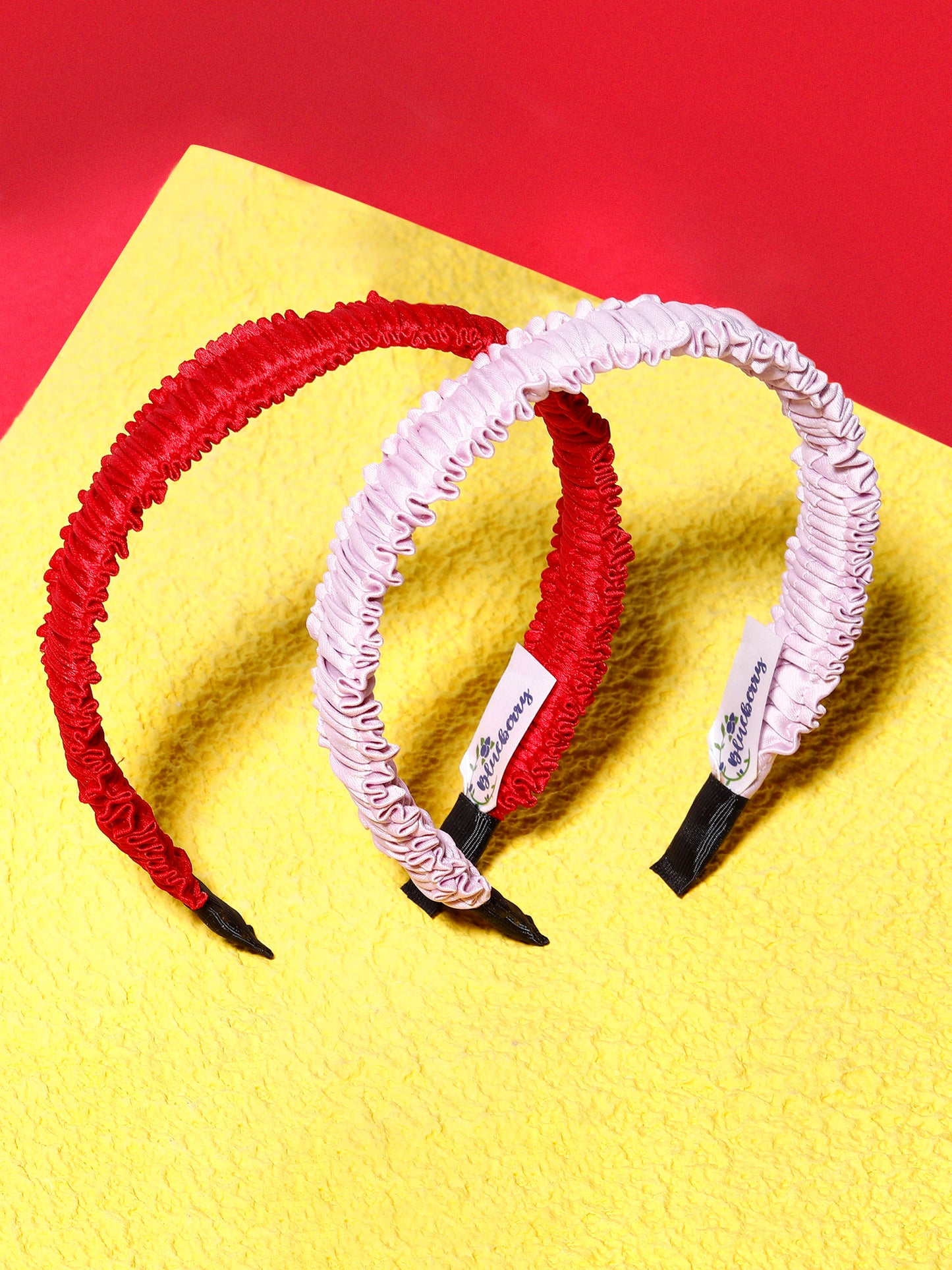 Blueberry KIDS set of 2 pleated red and purple hair band