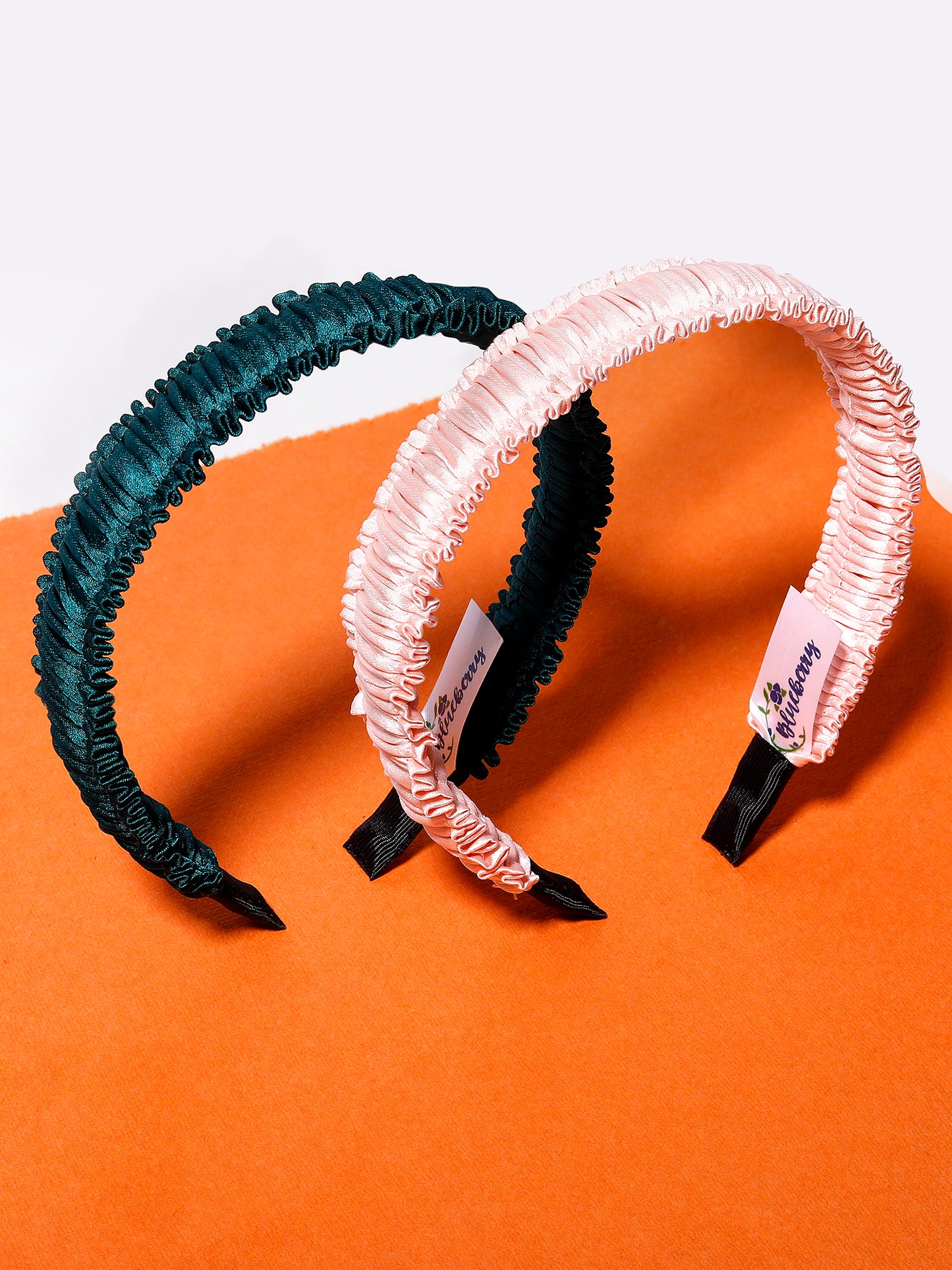 Blueberry KIDS set of 2 pleated green and peach hair band