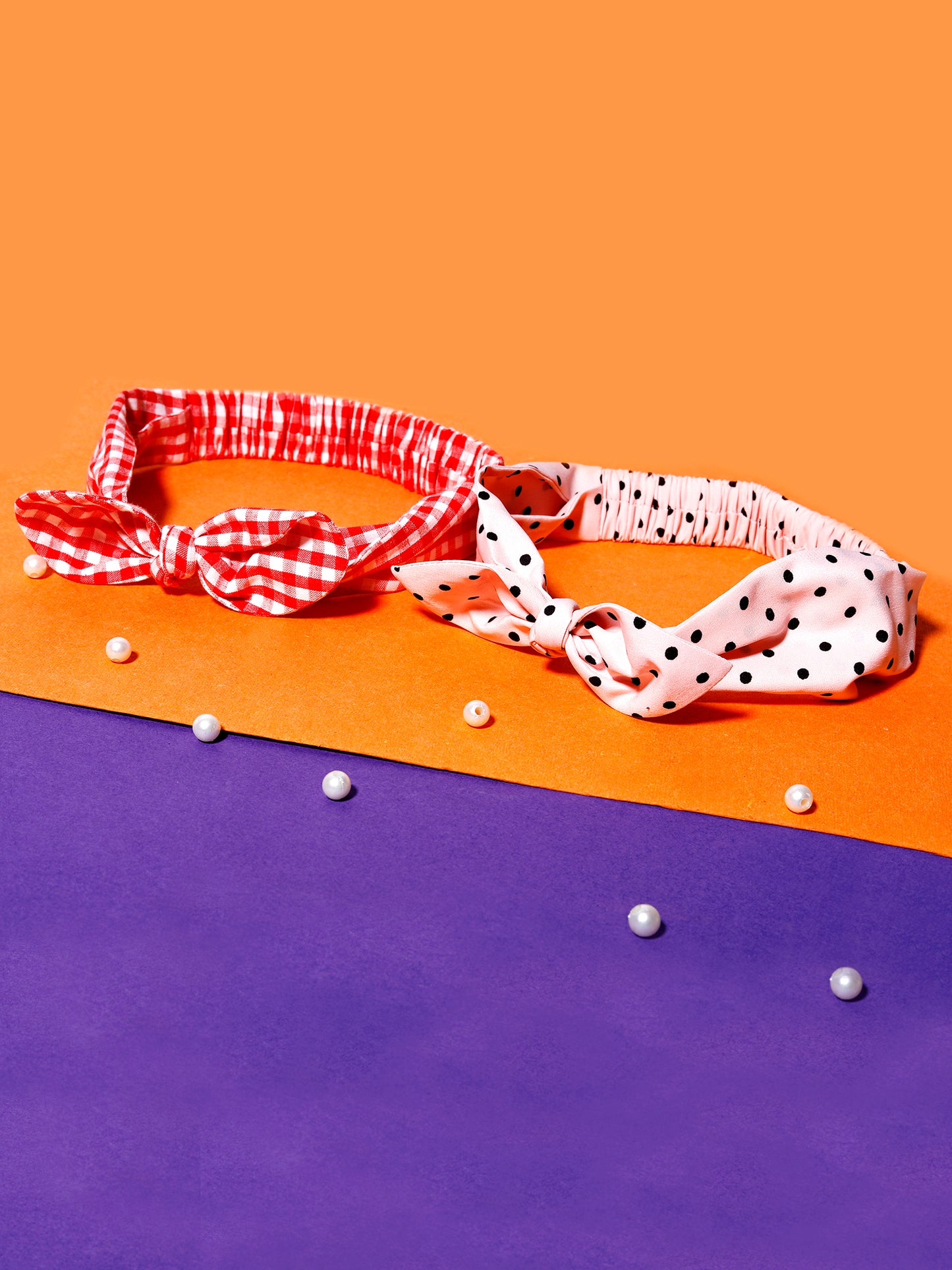 Blueberry KIDS set of 2 red and peach knot detailing hairband