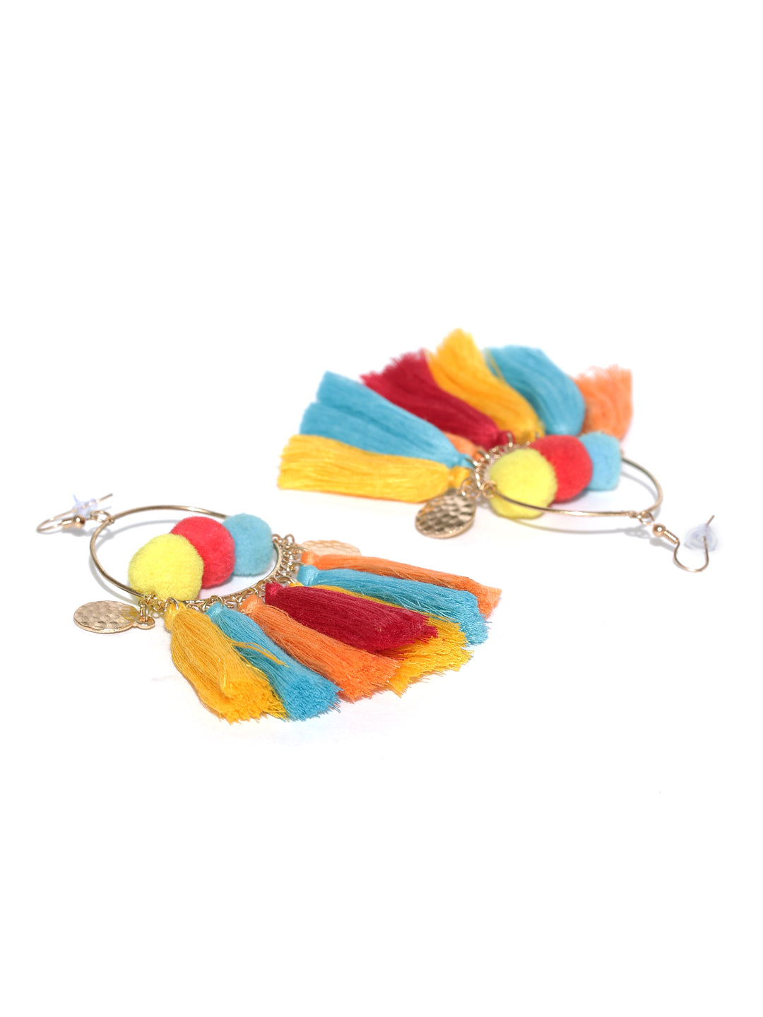 Blueberry Multicoloured Pom Pom and Tassel Earrings