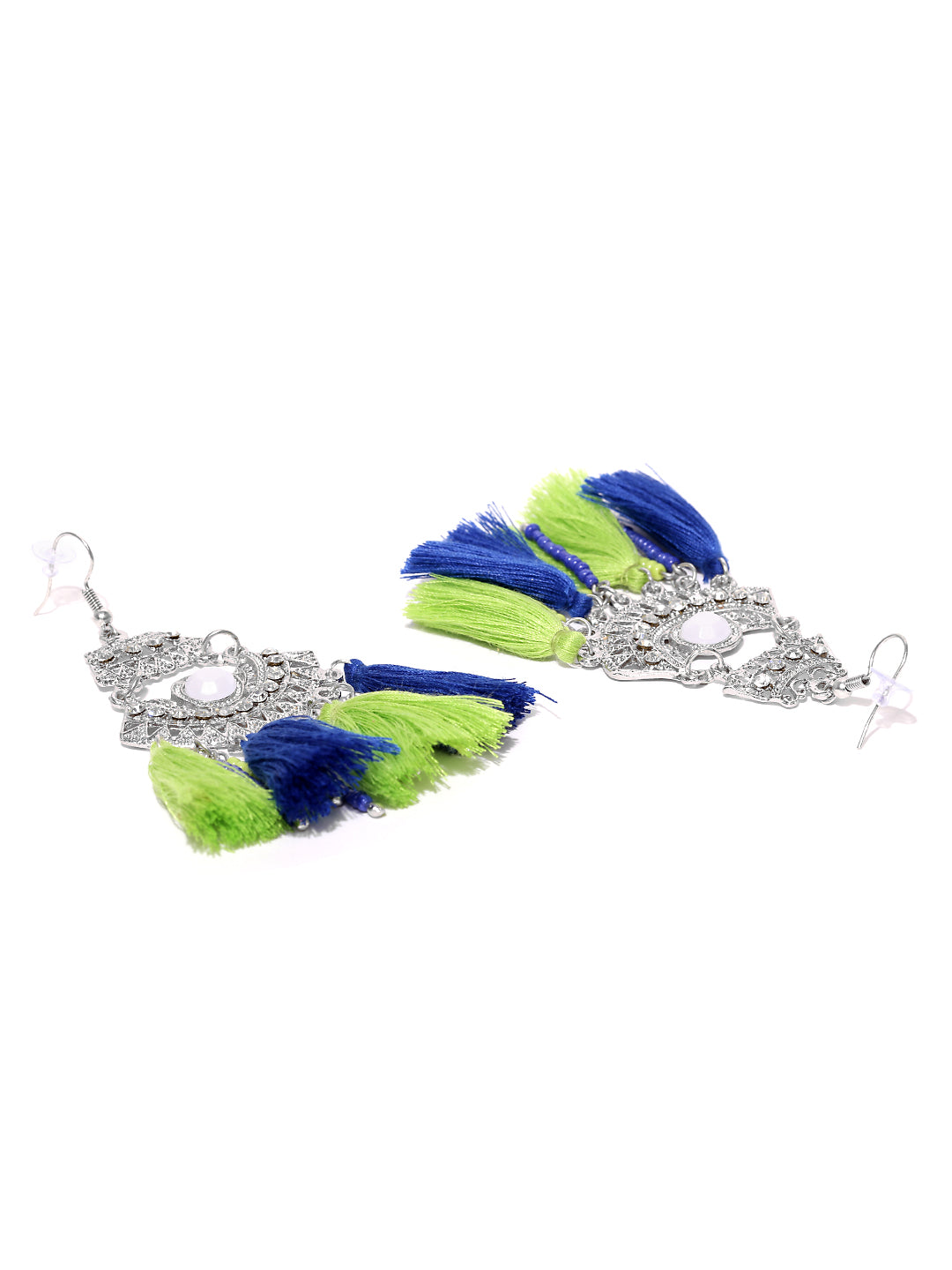 Blueberry silver toned tassel drop earrings