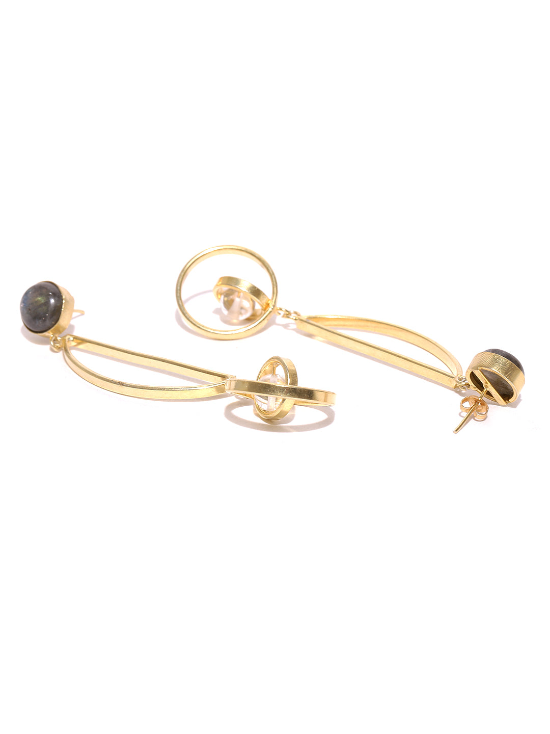 Blueberry Gold Plated Handcrafted Stone Studded Drop Earrings