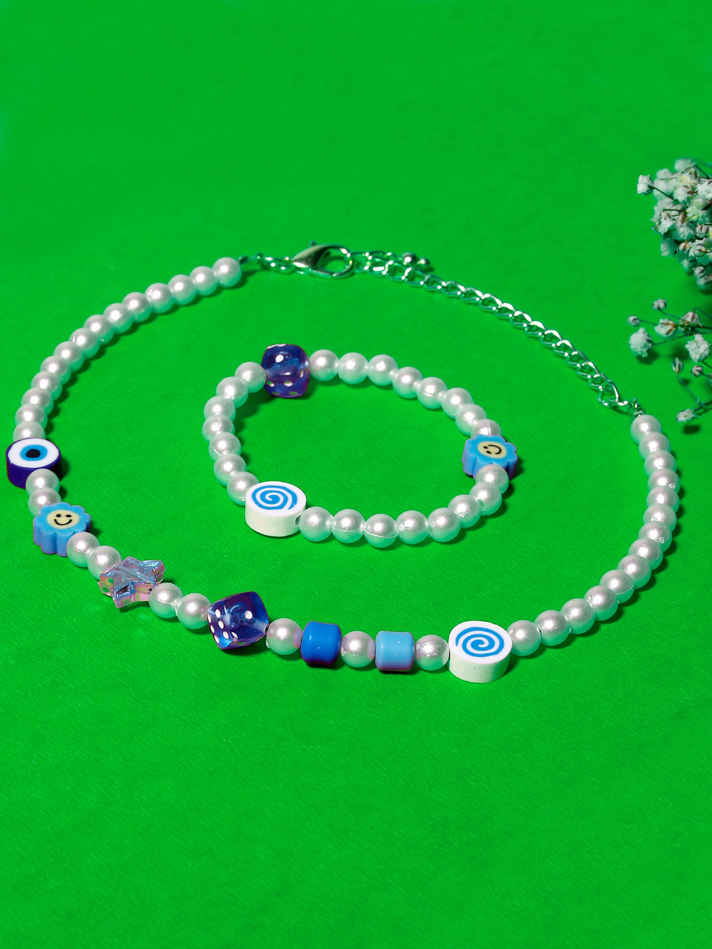 Blueberry KIDS pearl and beaded necklace and bracelet combo