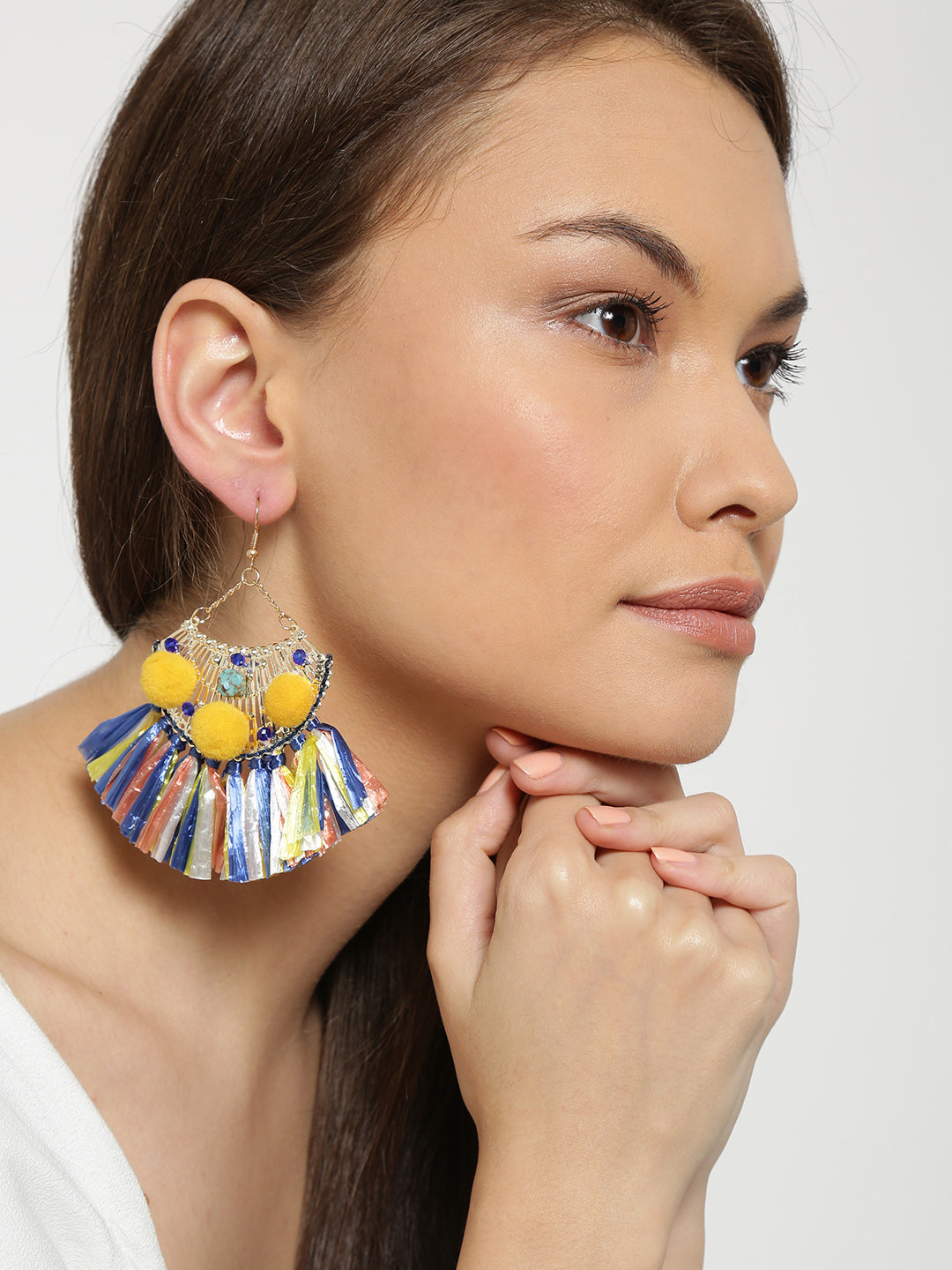 Gold toned statement drop earrings