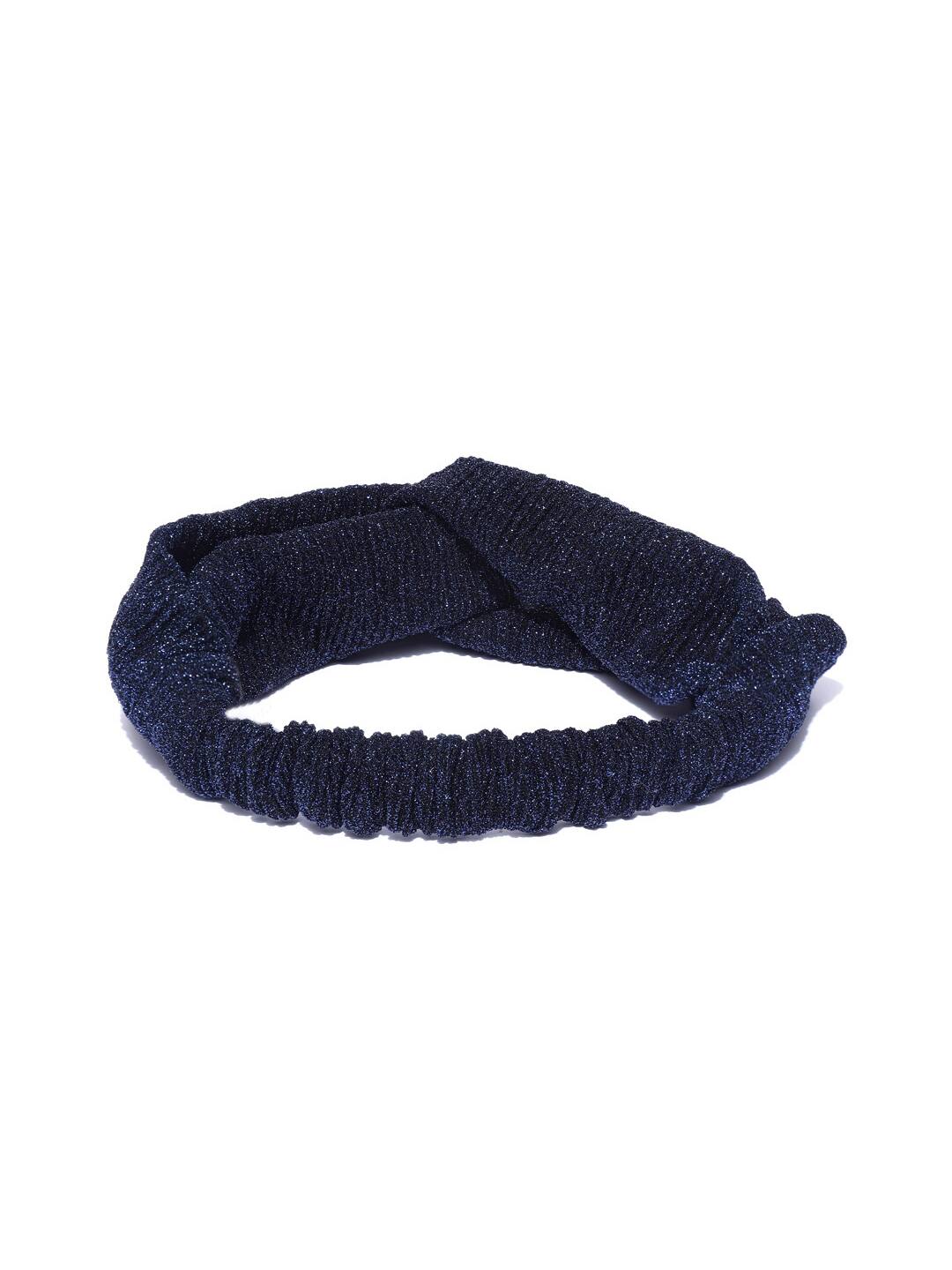 Blueberry glimmer navy blue knot hairband with reusable mask combo
