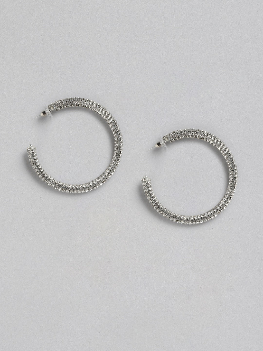 Blueberry silver stone embellished hoop earring