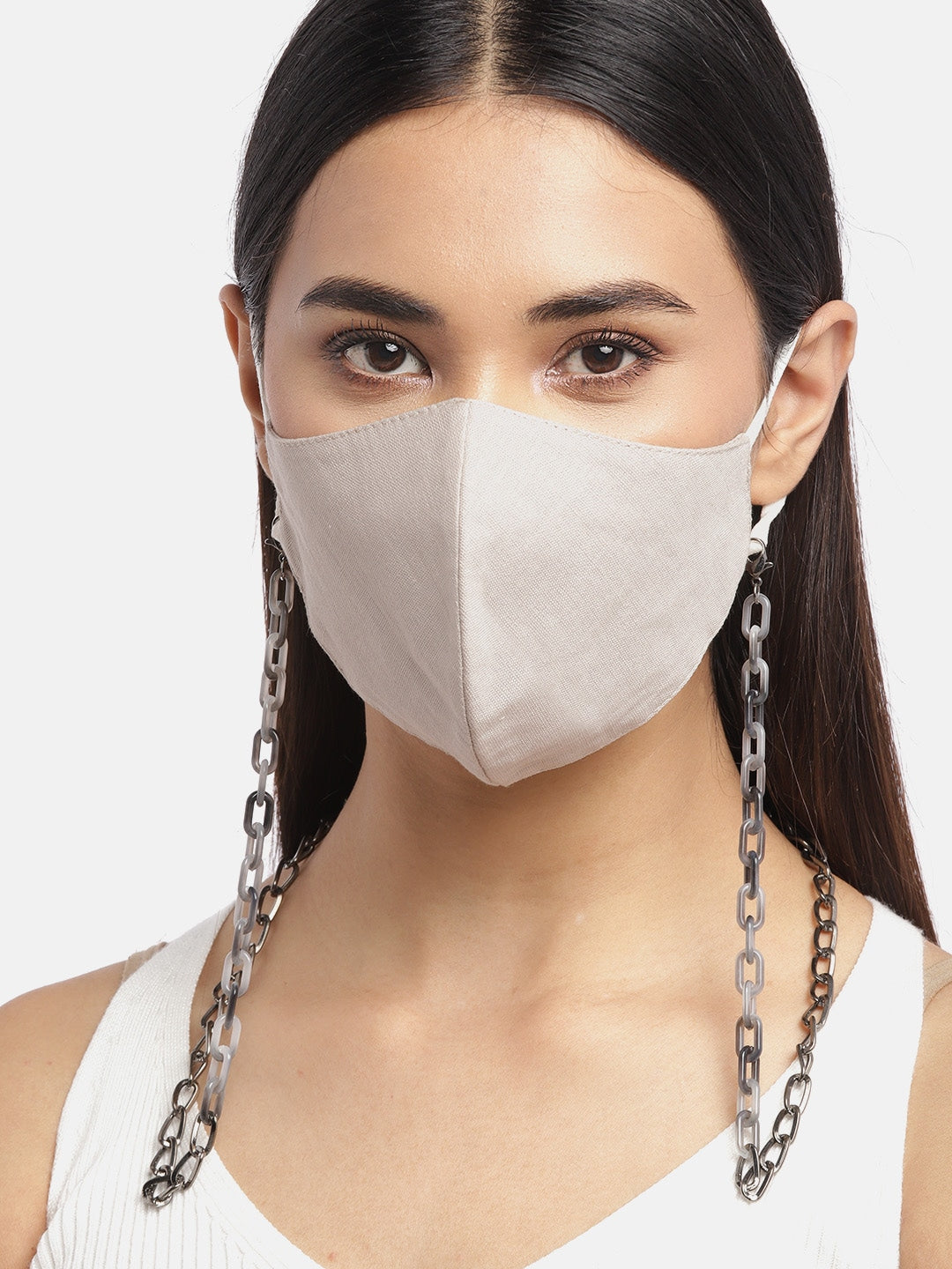 Blueberry Grey solid 2 ply cotton reusable chain mask