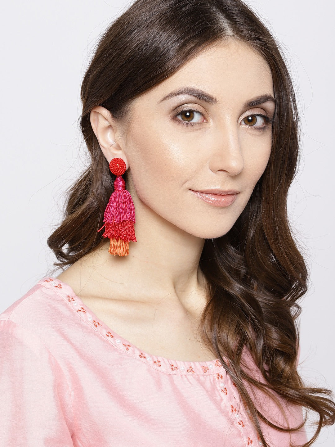 Blueberry layered tassel drop earrings