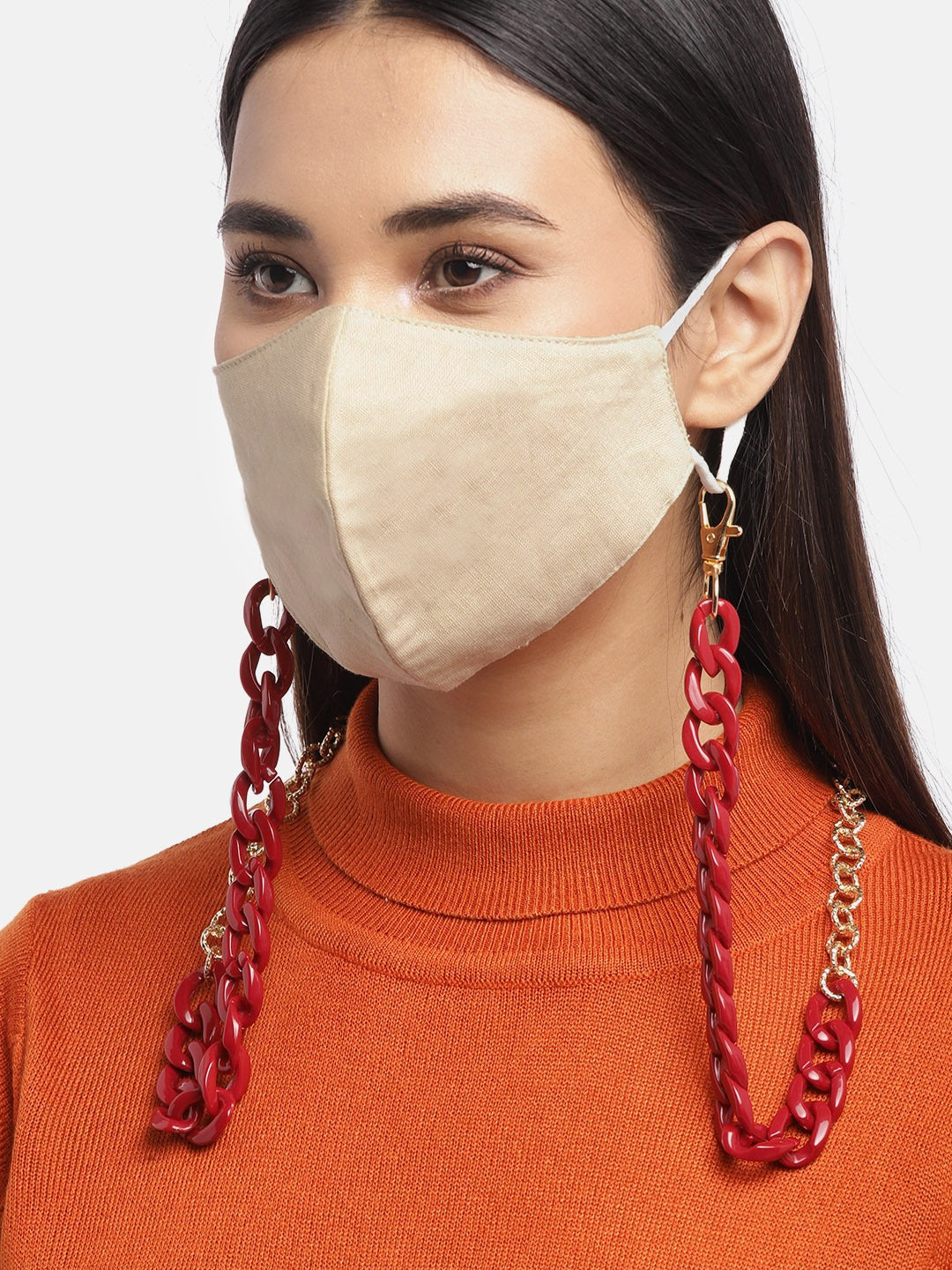 Blueberry Khaki solid 2 ply cotton reusable chain mask