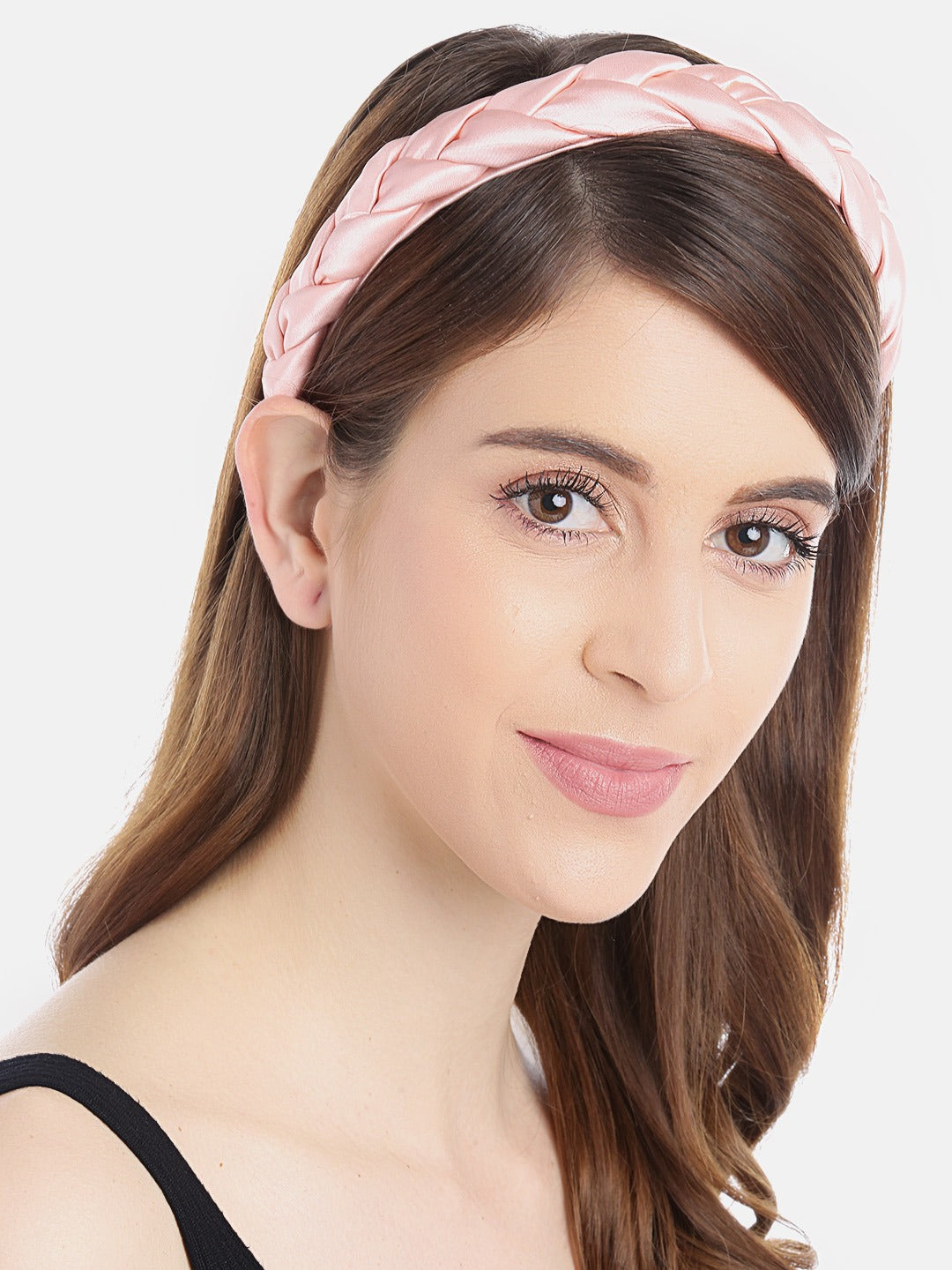 Blueberry peach cross knot detailing satin hairband