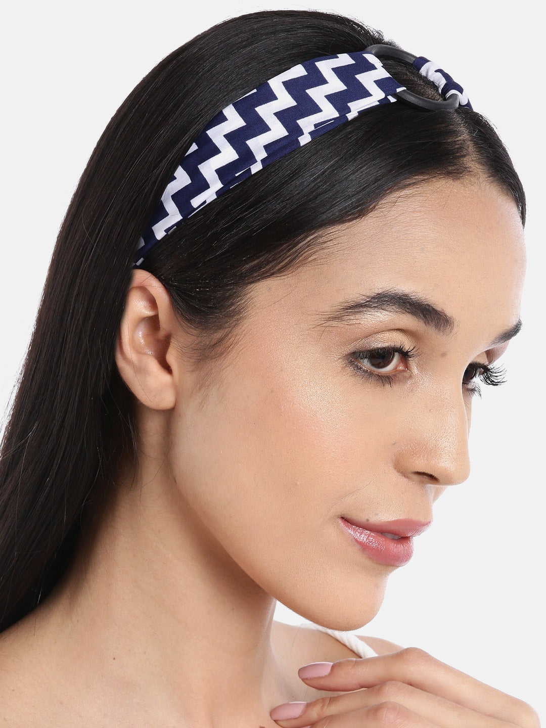 Blueberry blue & white printed hairband