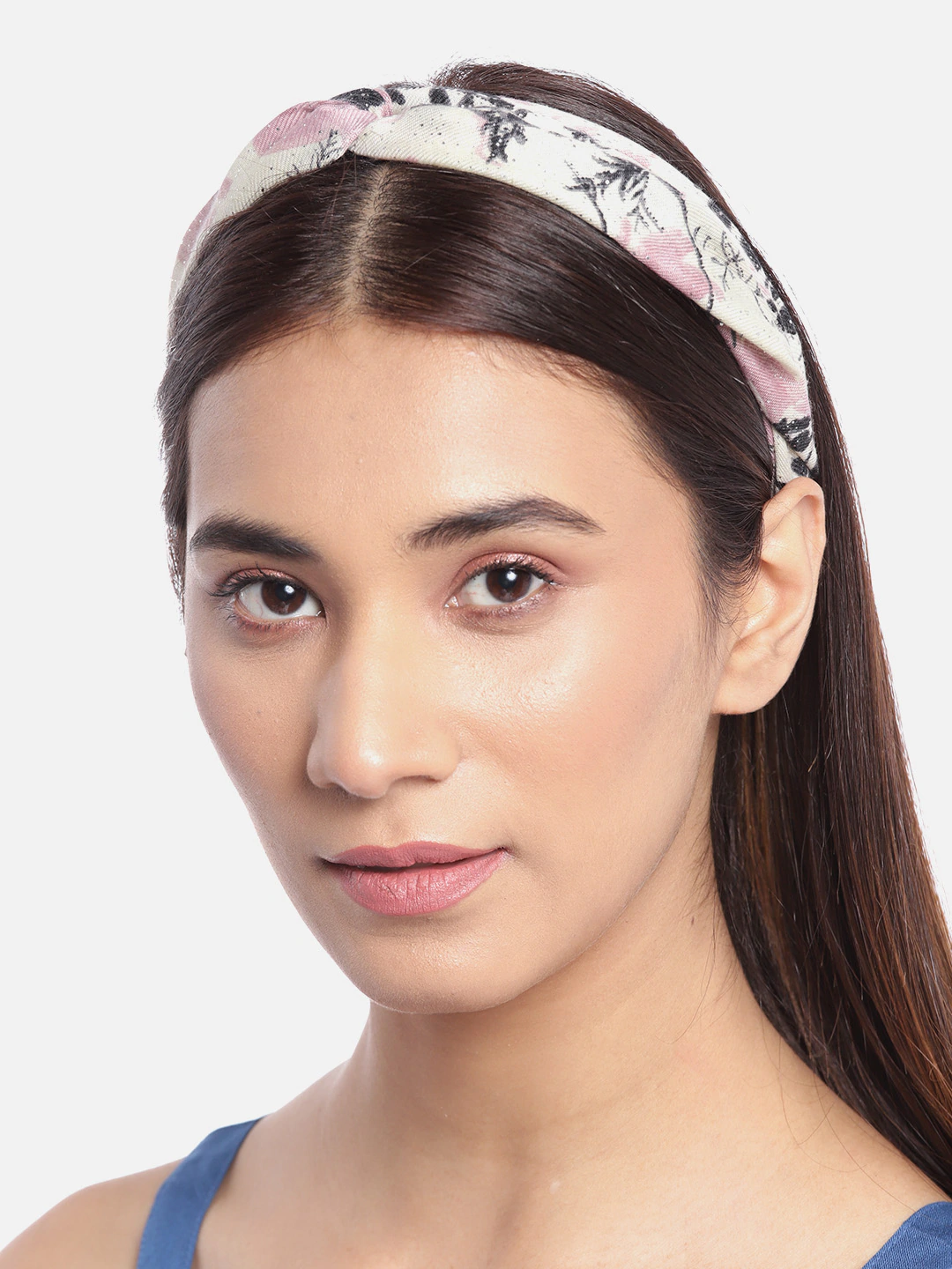 Blueberry Floral printed Peach knot hairband