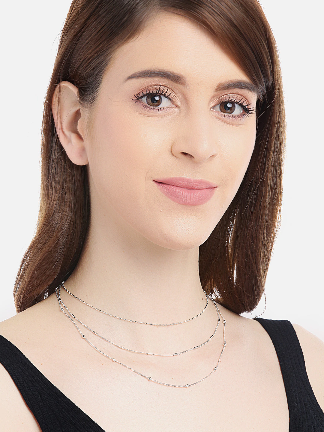 Blueberry Silver plated chain layered necklace