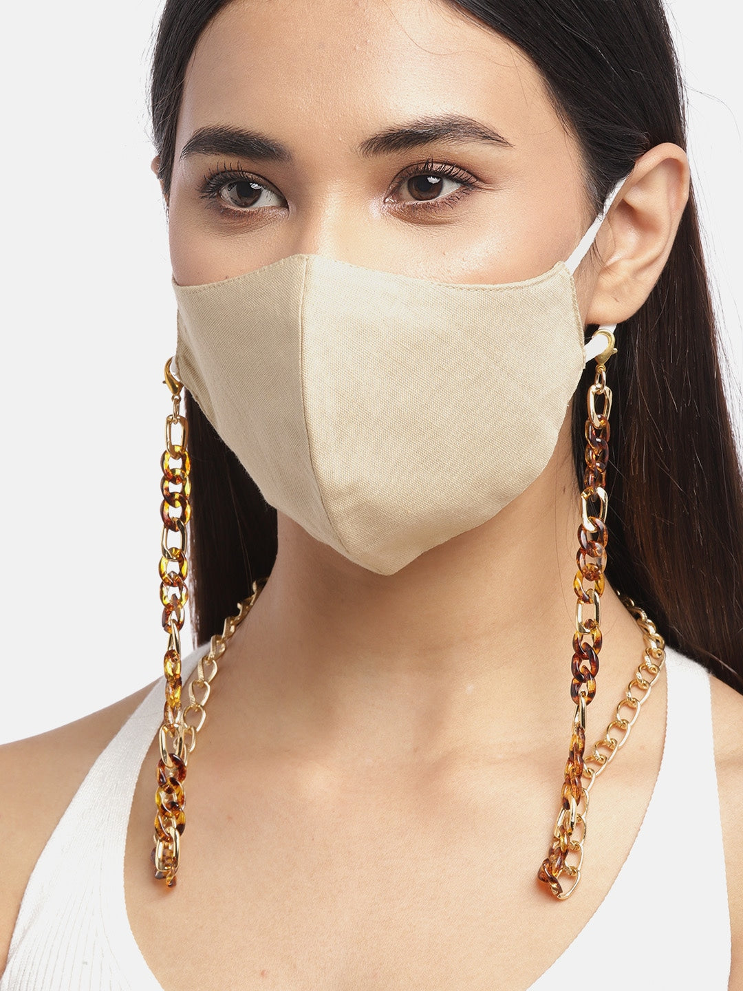 Blueberry Khaki solid 2 ply cotton reusable chain mask